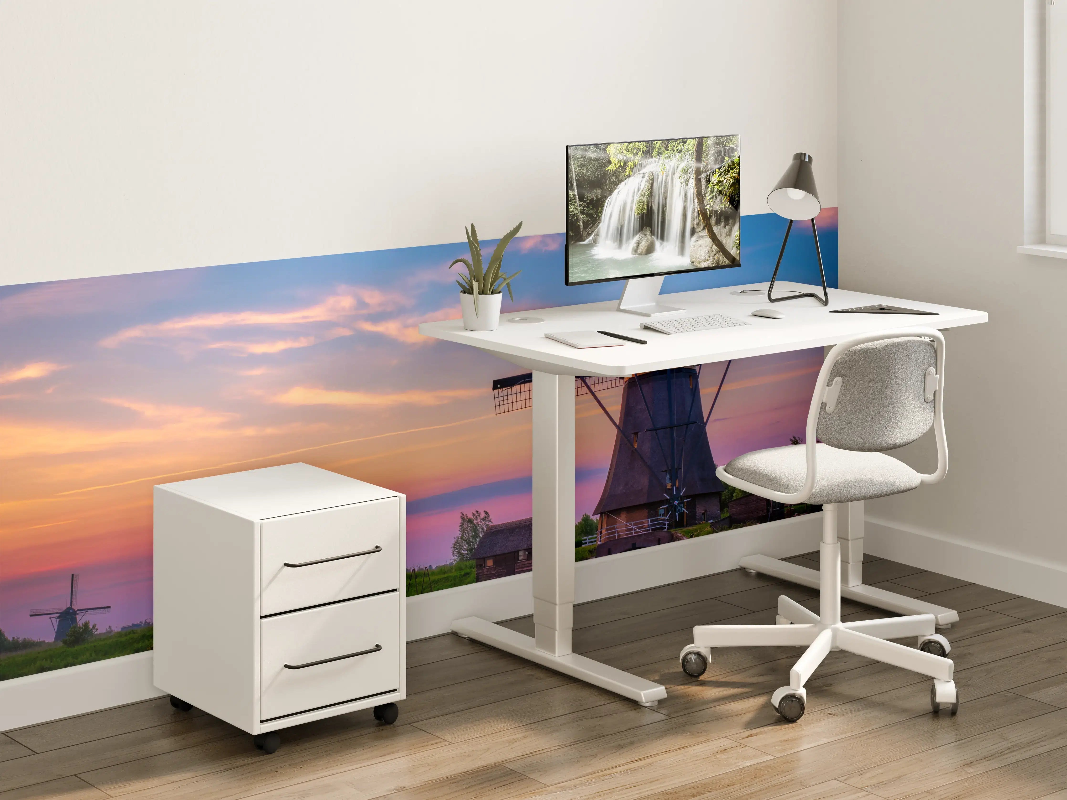 Kinderzimmer Wandgestaltung - Idyllische Windmühlen in Kinderdijk