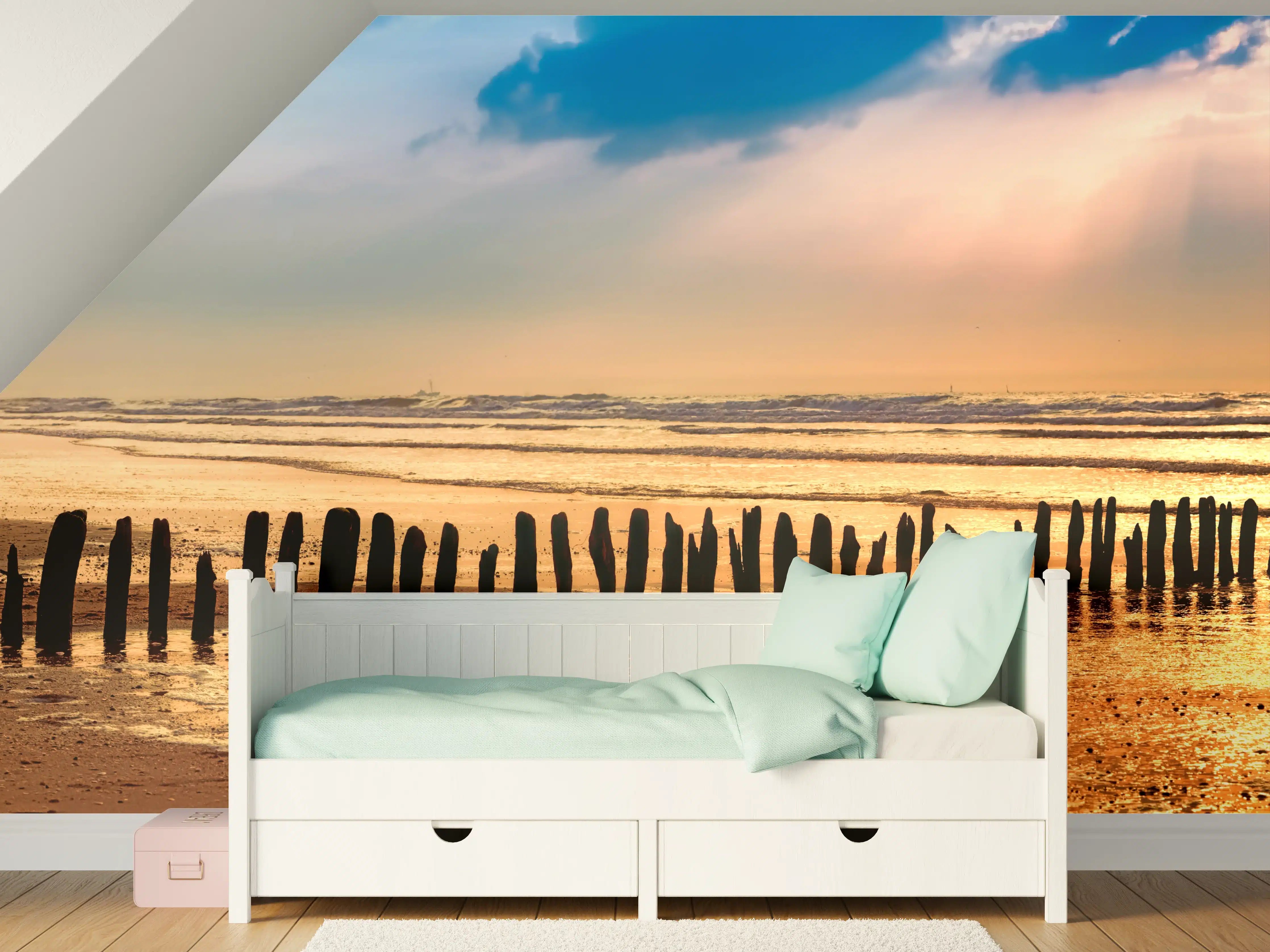 Kinderzimmer Wandgestaltung - Idyllischer Sonnenuntergang am Meer