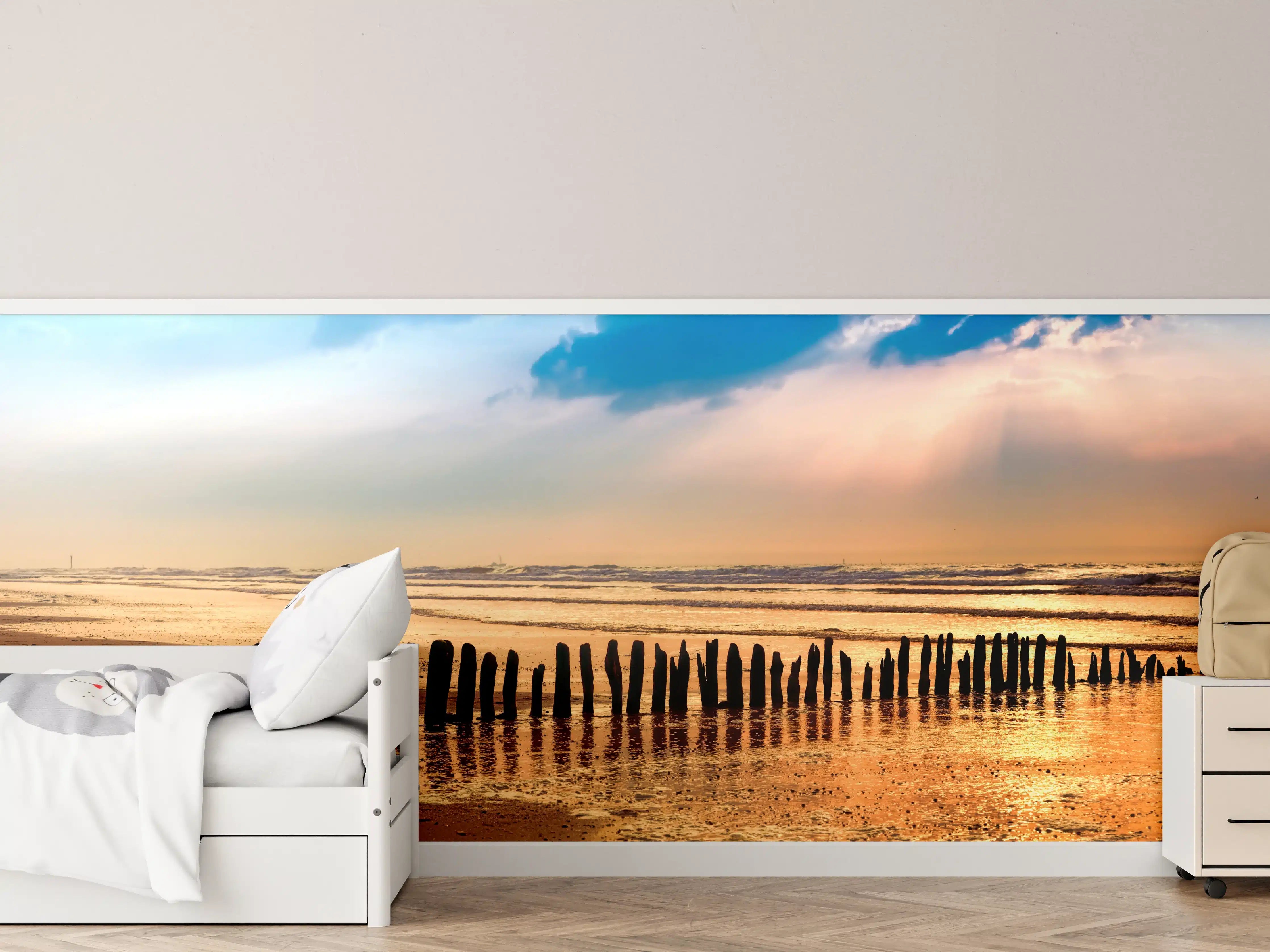 Kinderzimmer Wandgestaltung - Idyllischer Sonnenuntergang am Meer