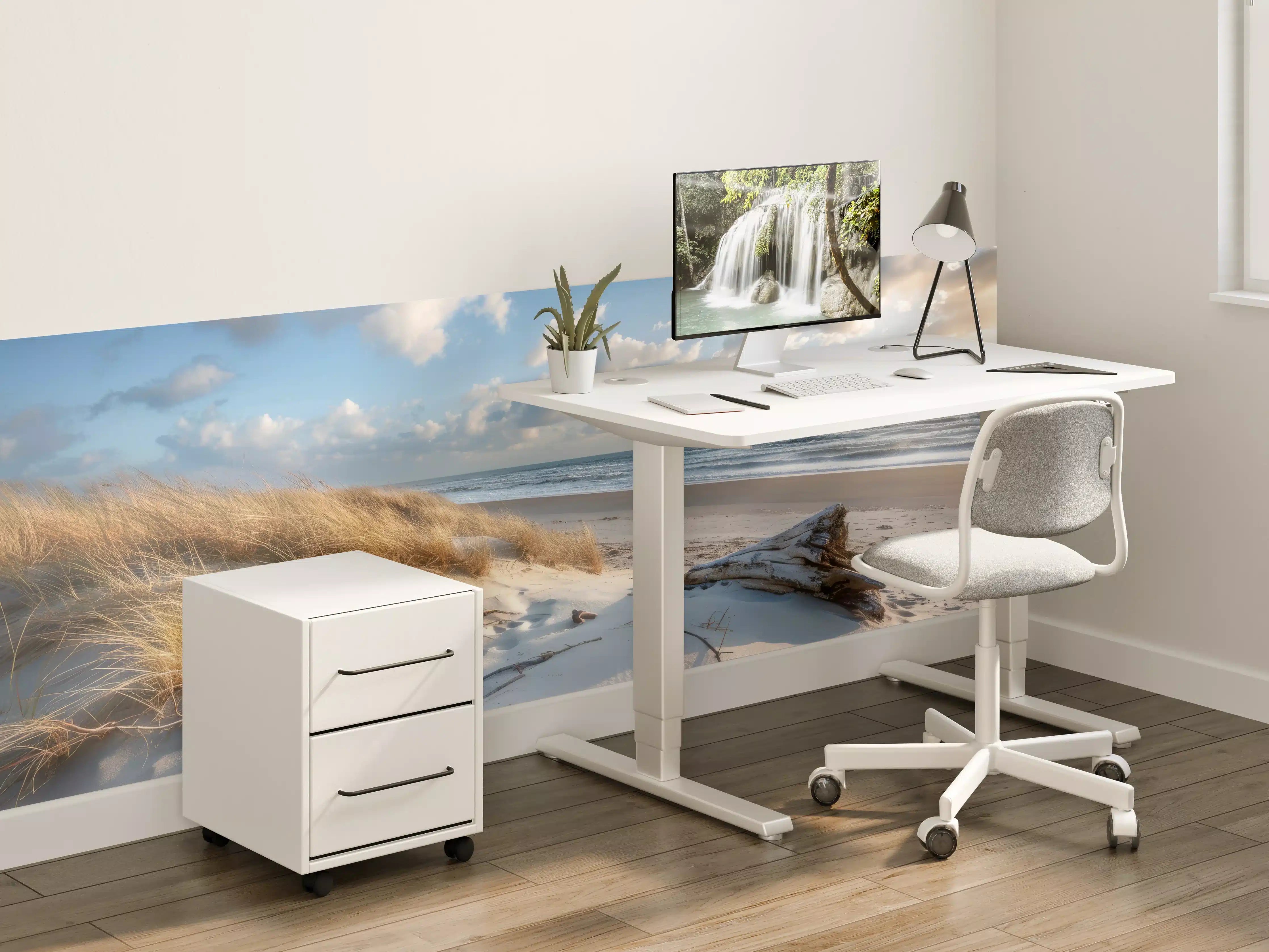 Kinderzimmer Wandgestaltung - Idyllischer Strand mit Grautönen