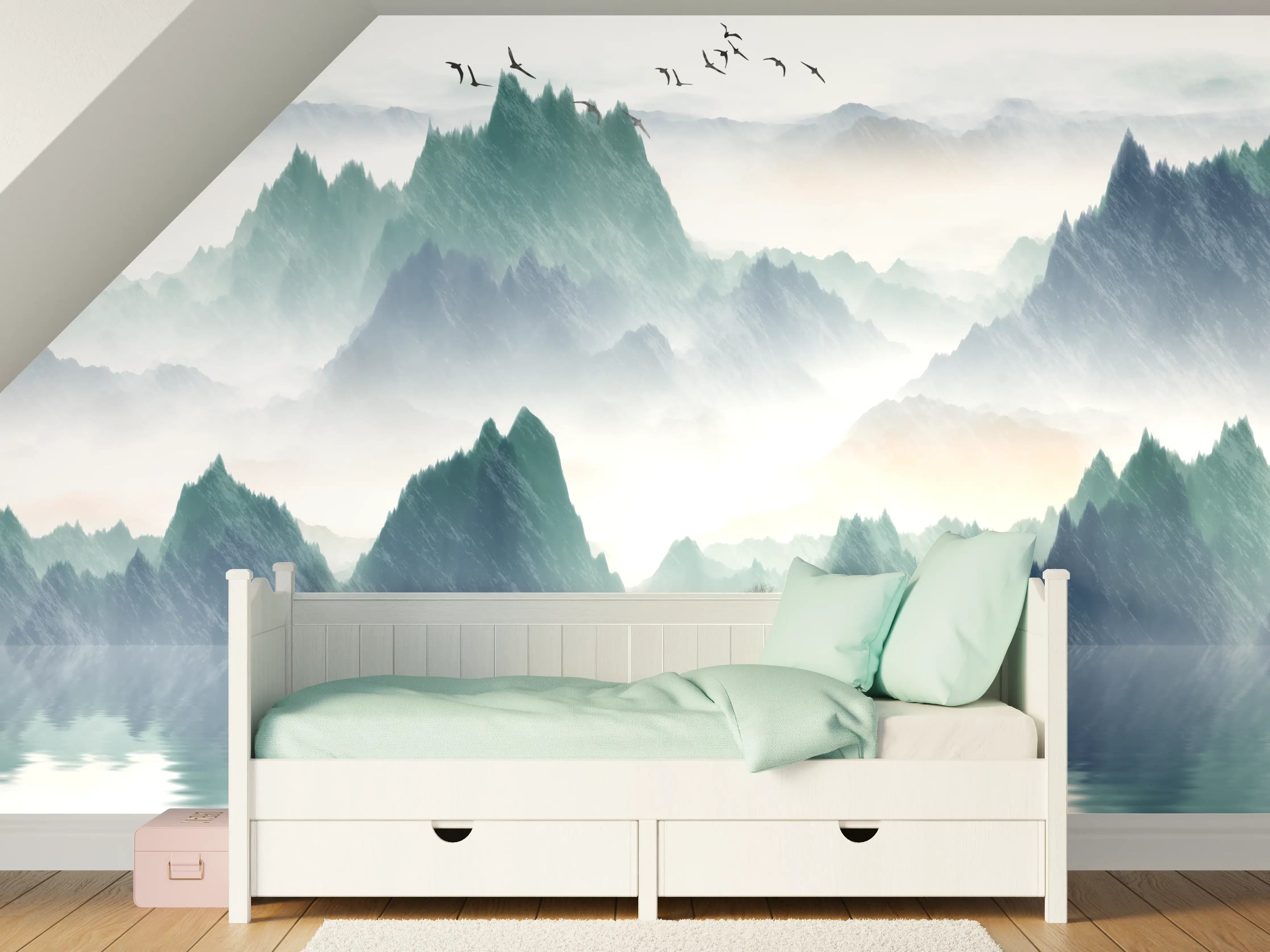 Kinderzimmer Wandgestaltung - In den Bergen - Moderne Kunst