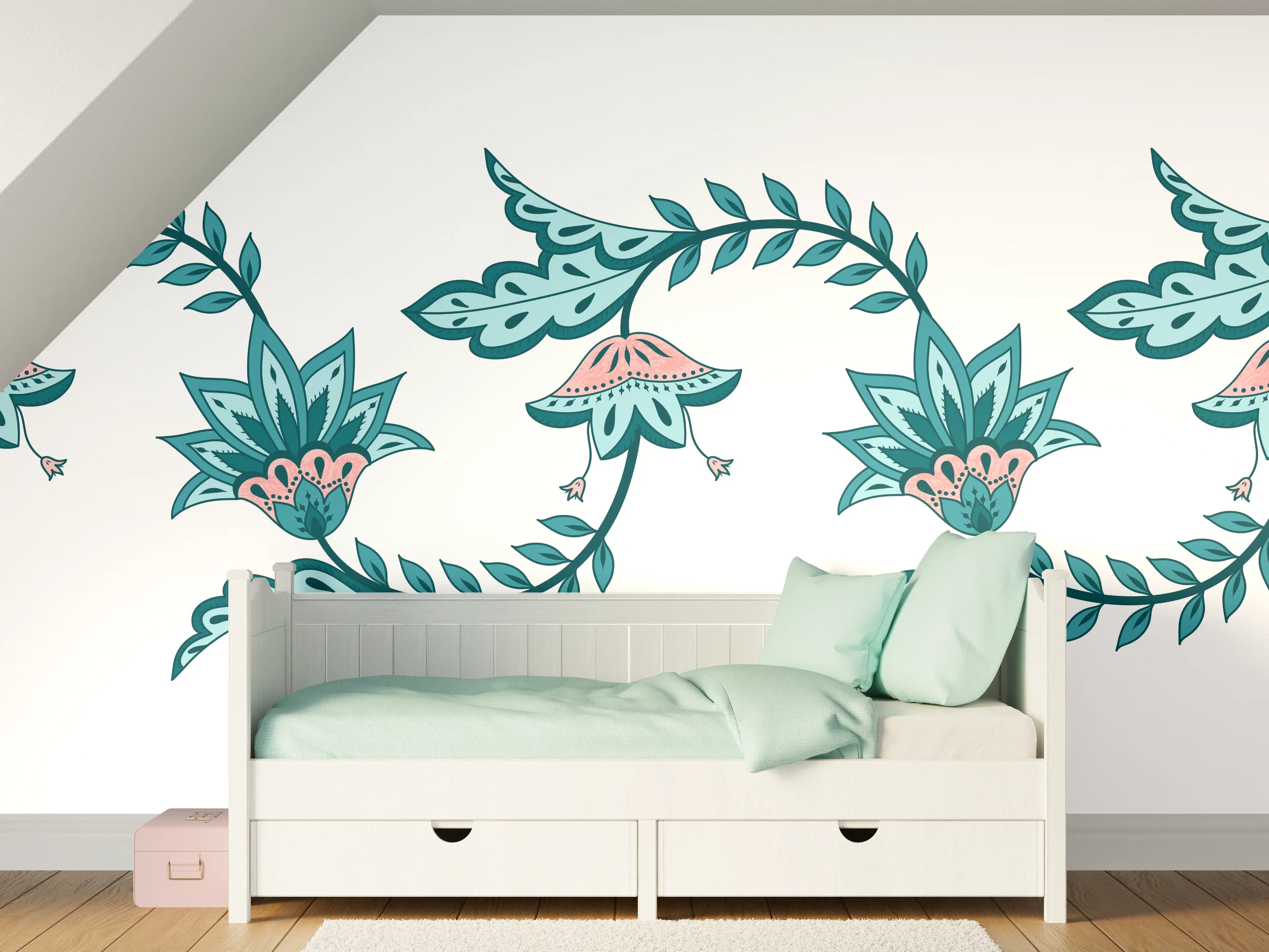 Kinderzimmer Wandgestaltung - Indisches Paisley Batik Muster