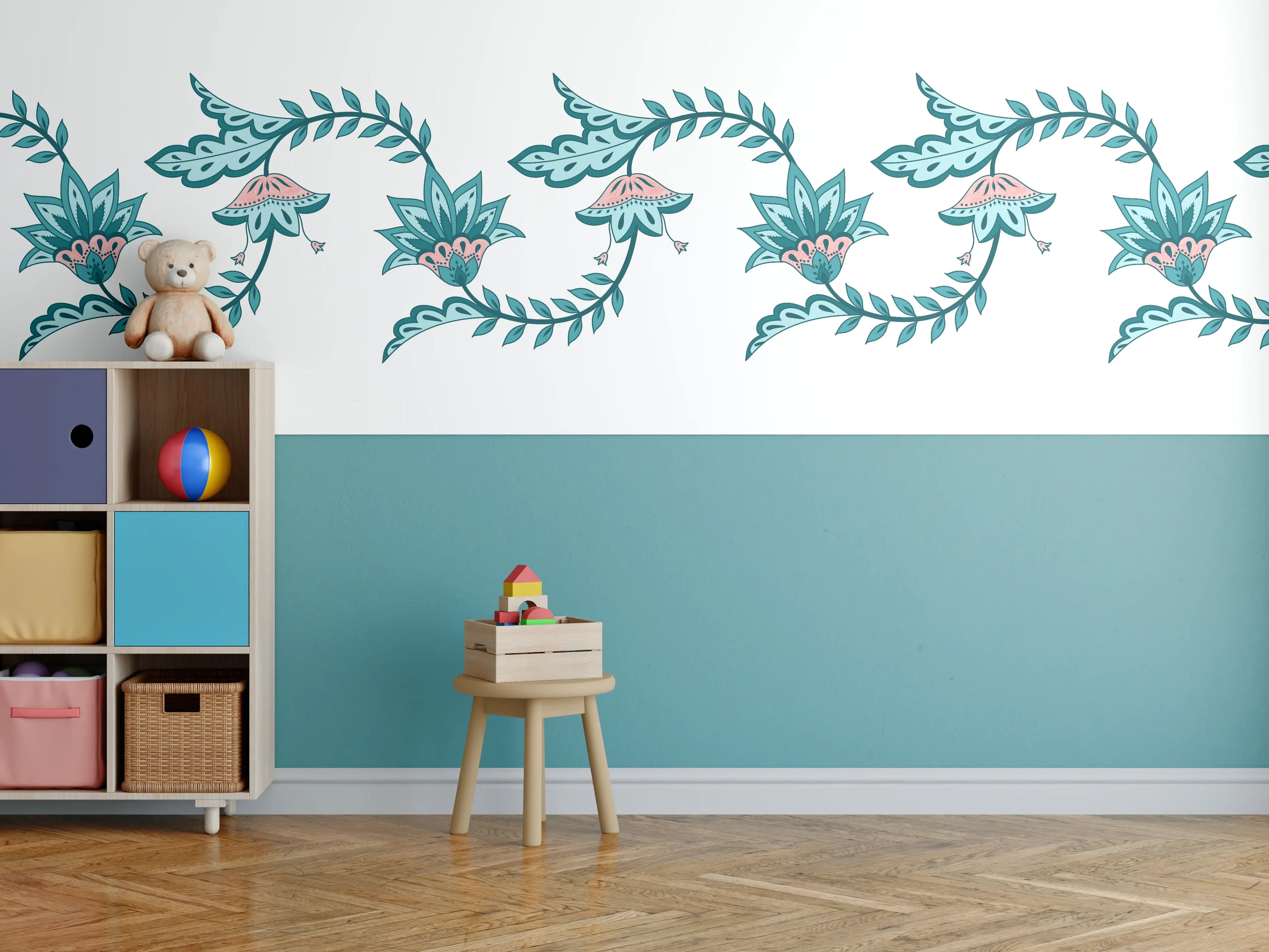 Kinderzimmer Wandgestaltung - Indisches Paisley Batik Muster