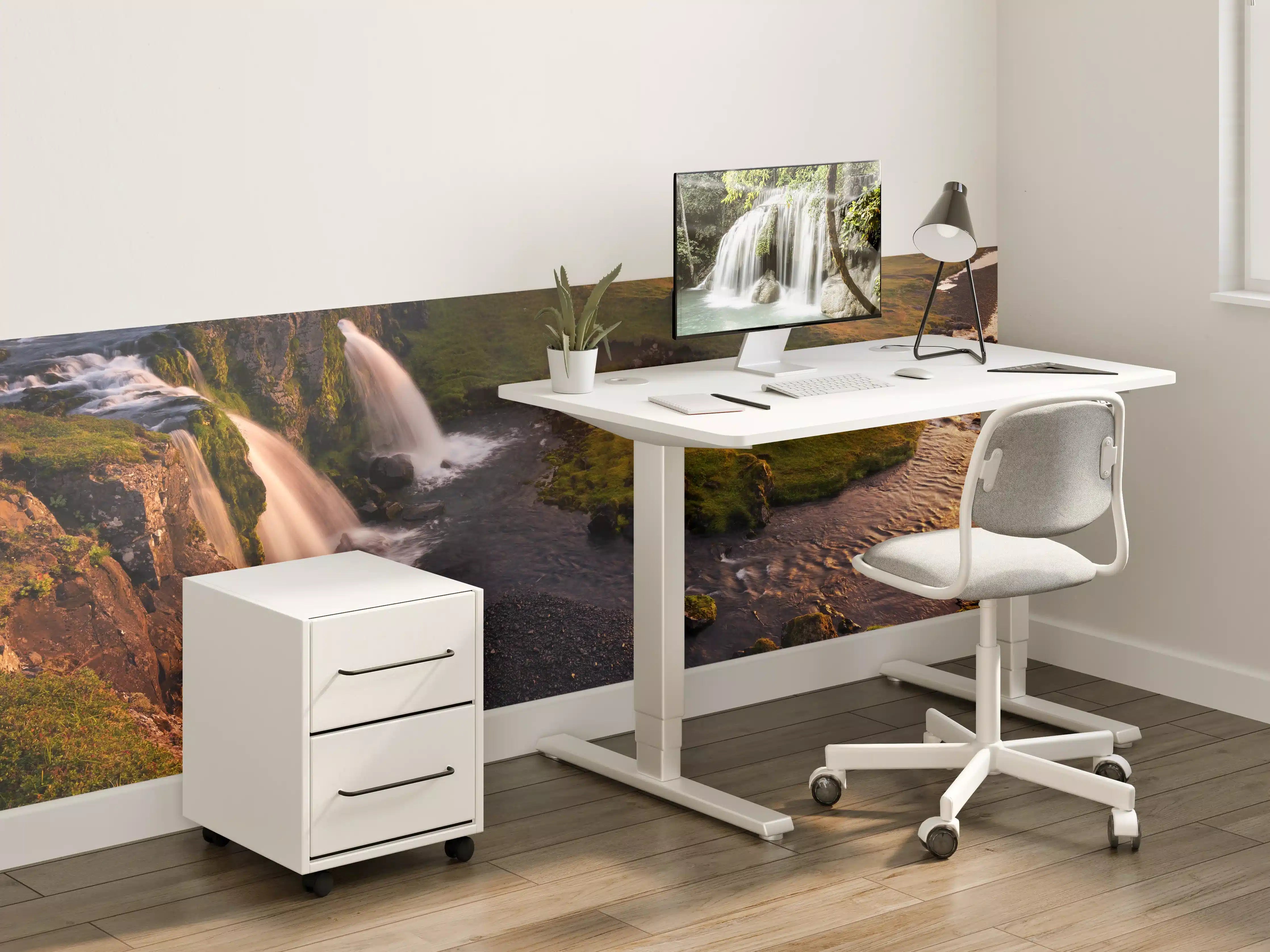 Kinderzimmer Wandgestaltung - Island Wasserfall Morgenrot