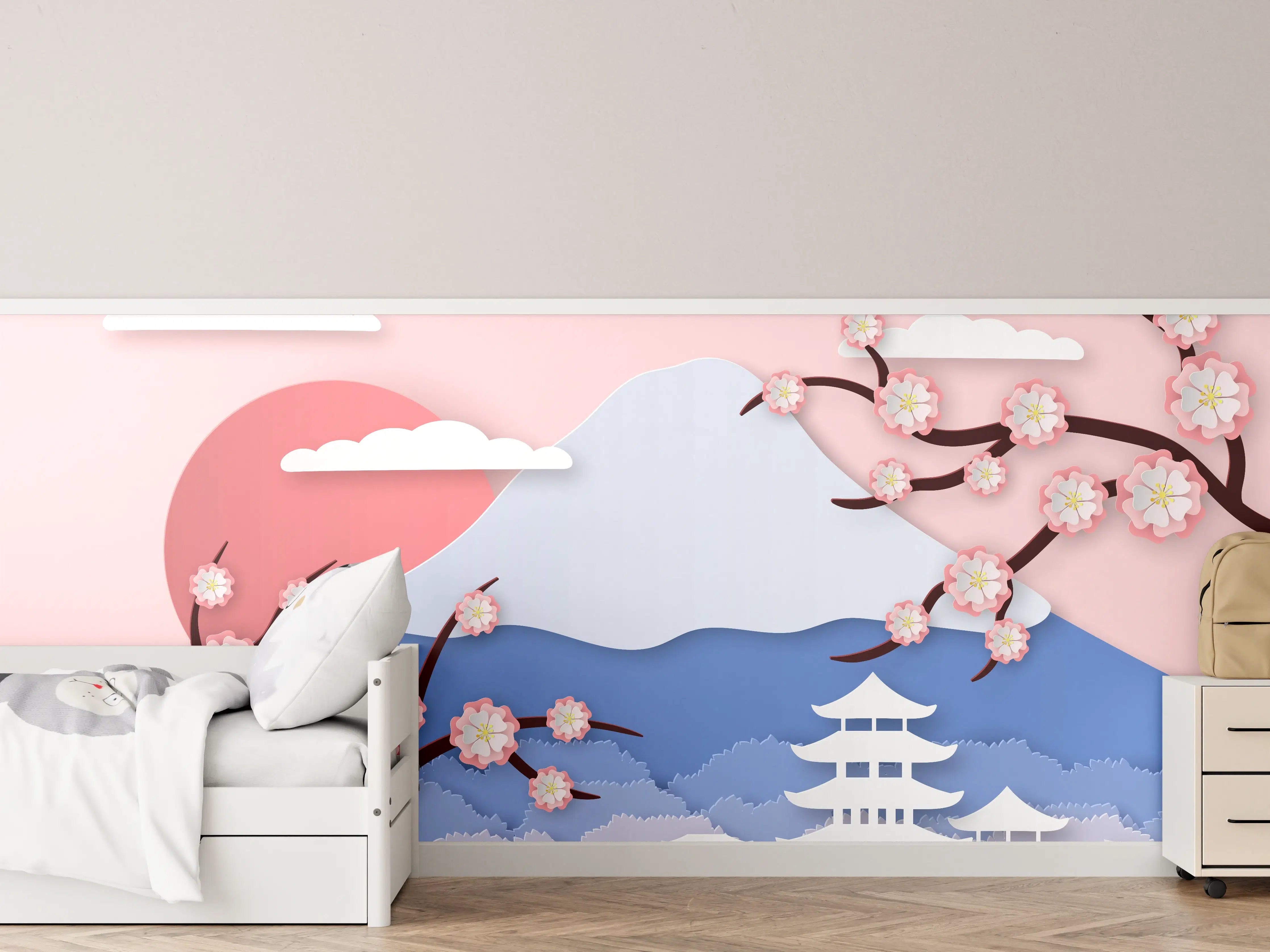 Kinderzimmer Wandgestaltung - Japanischer Kirschblüten-Ansicht