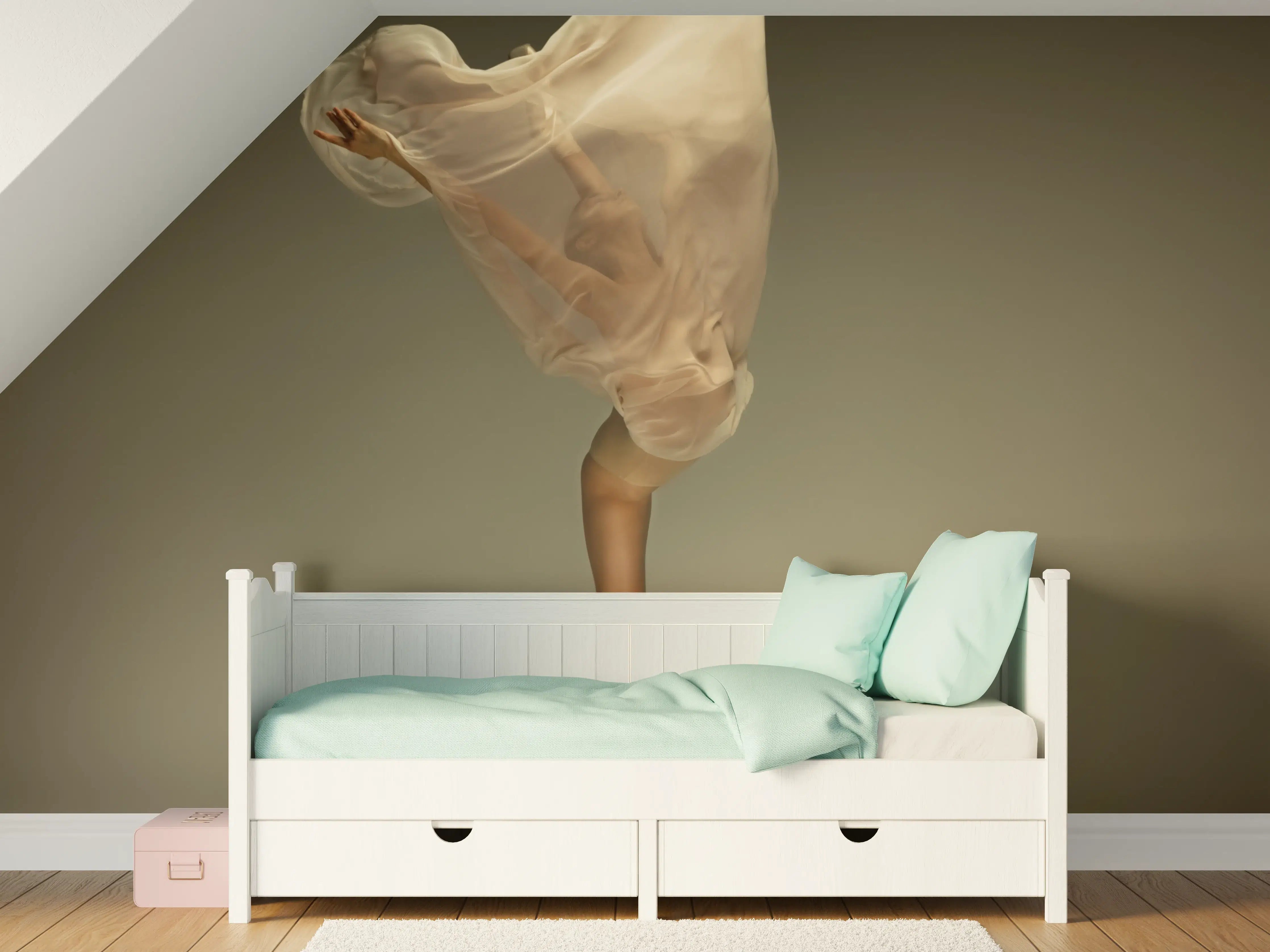 Kinderzimmer Wandgestaltung - Junge Ballerina in grauem Studio 