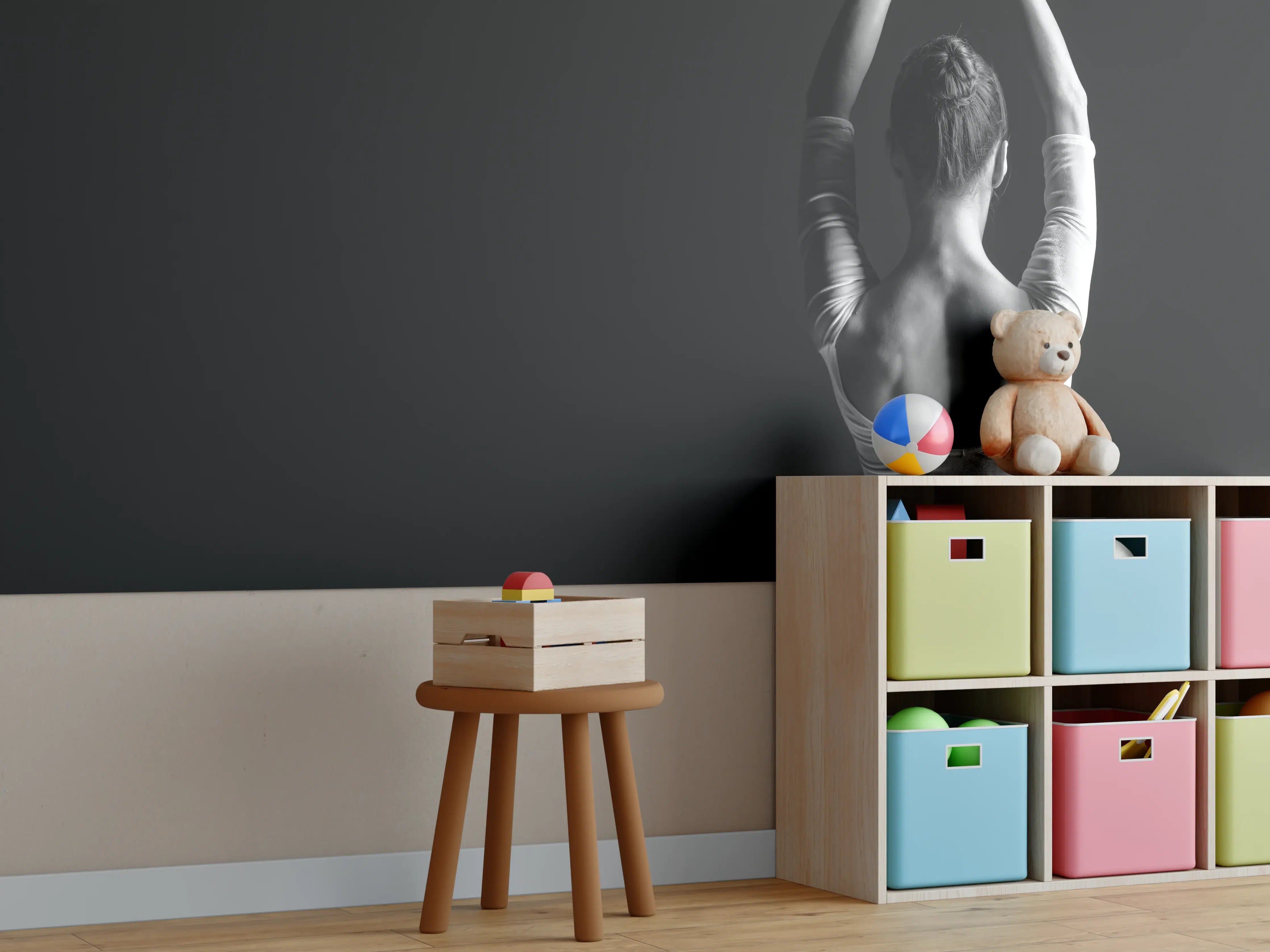 Kinderzimmer Wandgestaltung - Junge posierende Ballerina