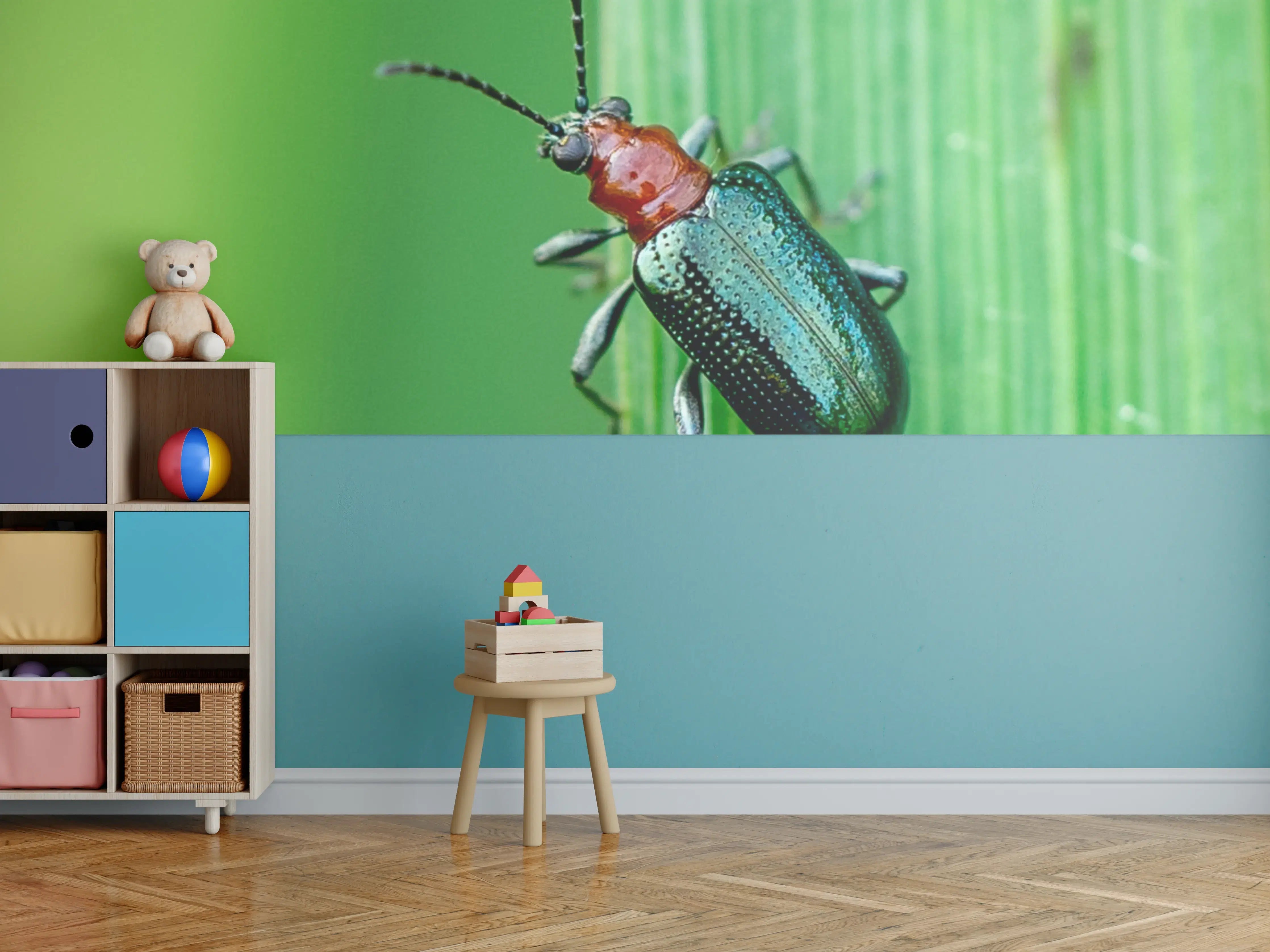 Kinderzimmer Wandgestaltung - Käfer auf Blatt