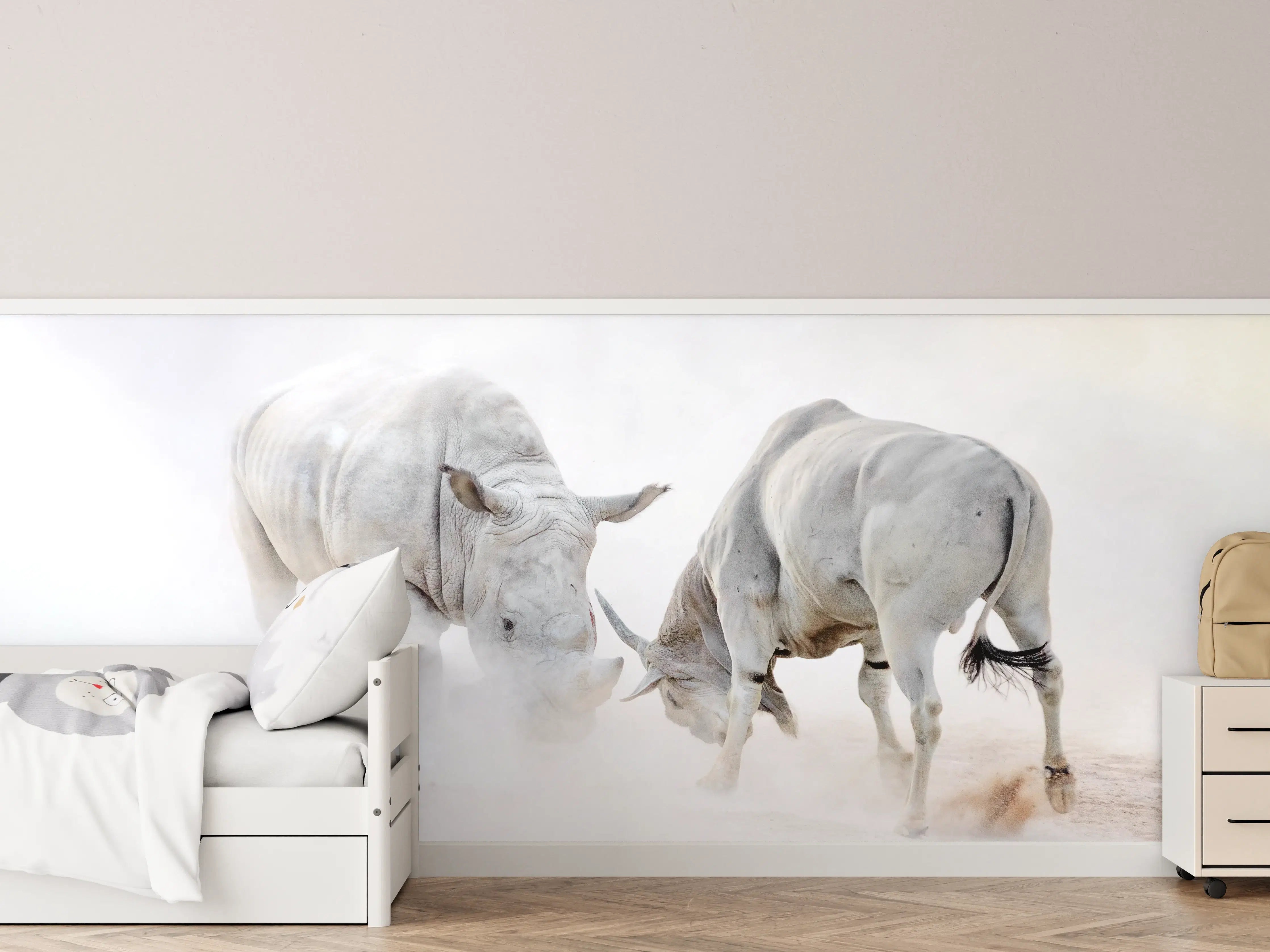 Kinderzimmer Wandgestaltung - Kampf zwischen Nashorn und Oryx