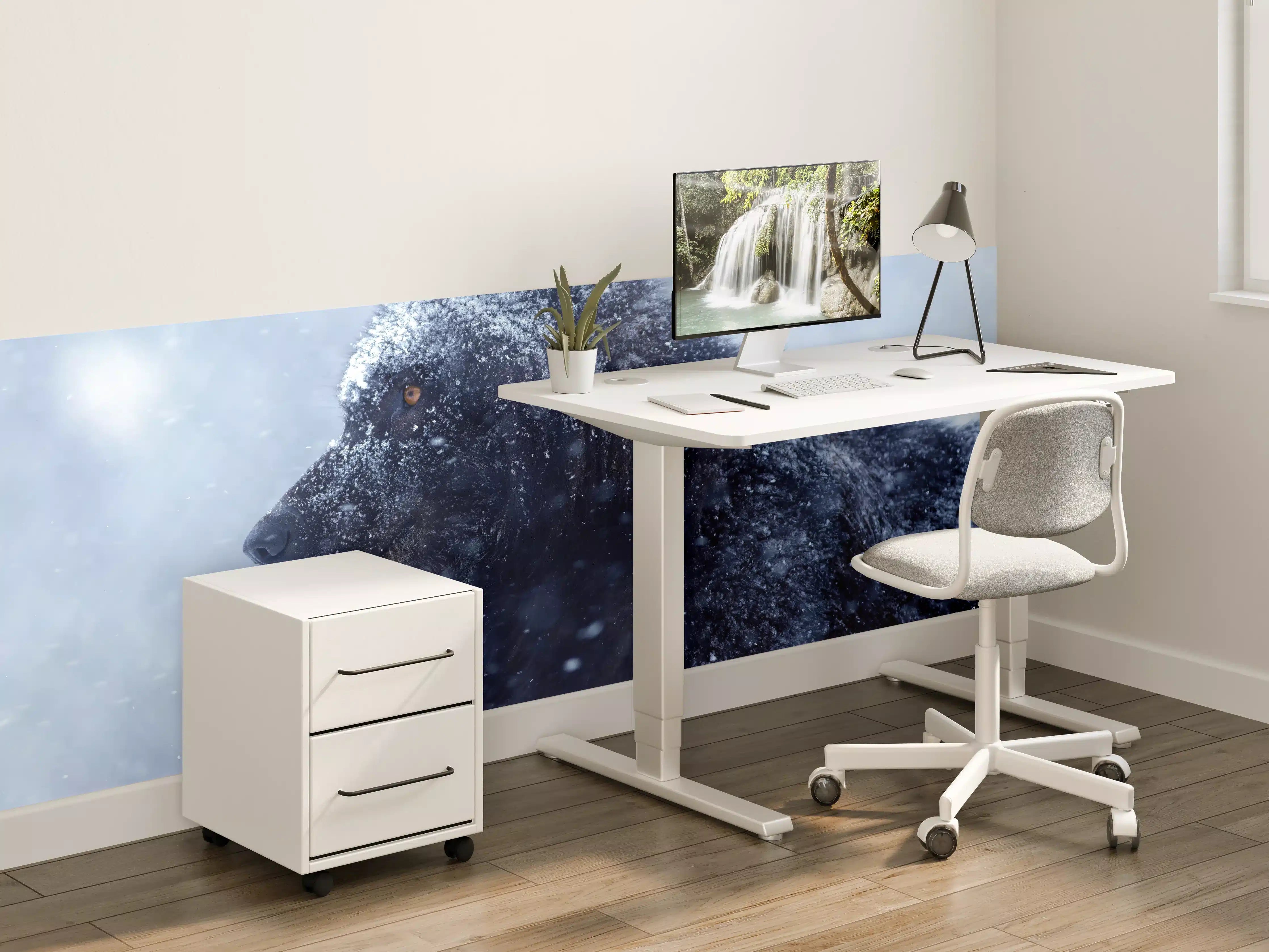 Kinderzimmer Wandgestaltung - Kanadischer Wolf im Schneefall