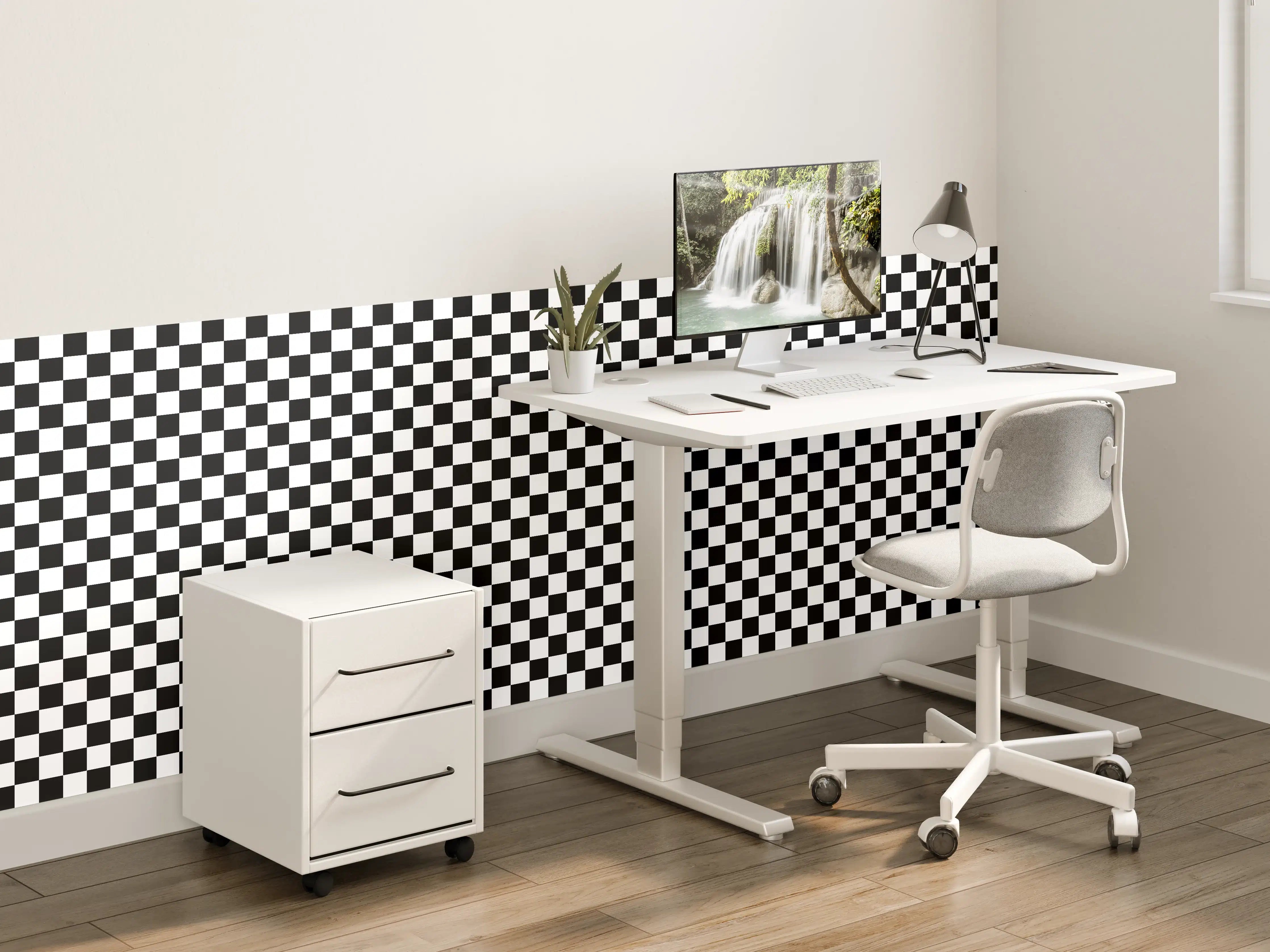 Kinderzimmer Wandgestaltung - Kariertes Schach-Muster