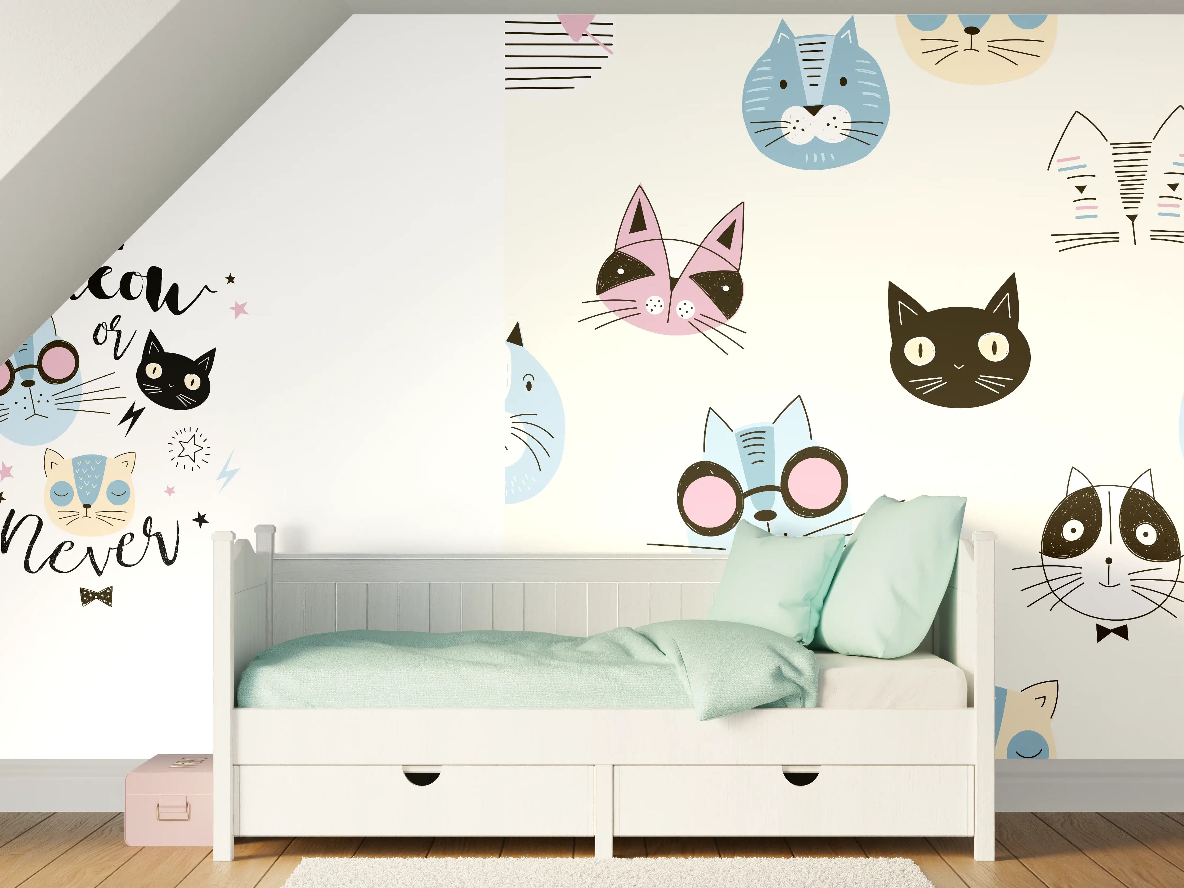 Kinderzimmer Wandgestaltung - Katzen-Muster Pyjama-Set