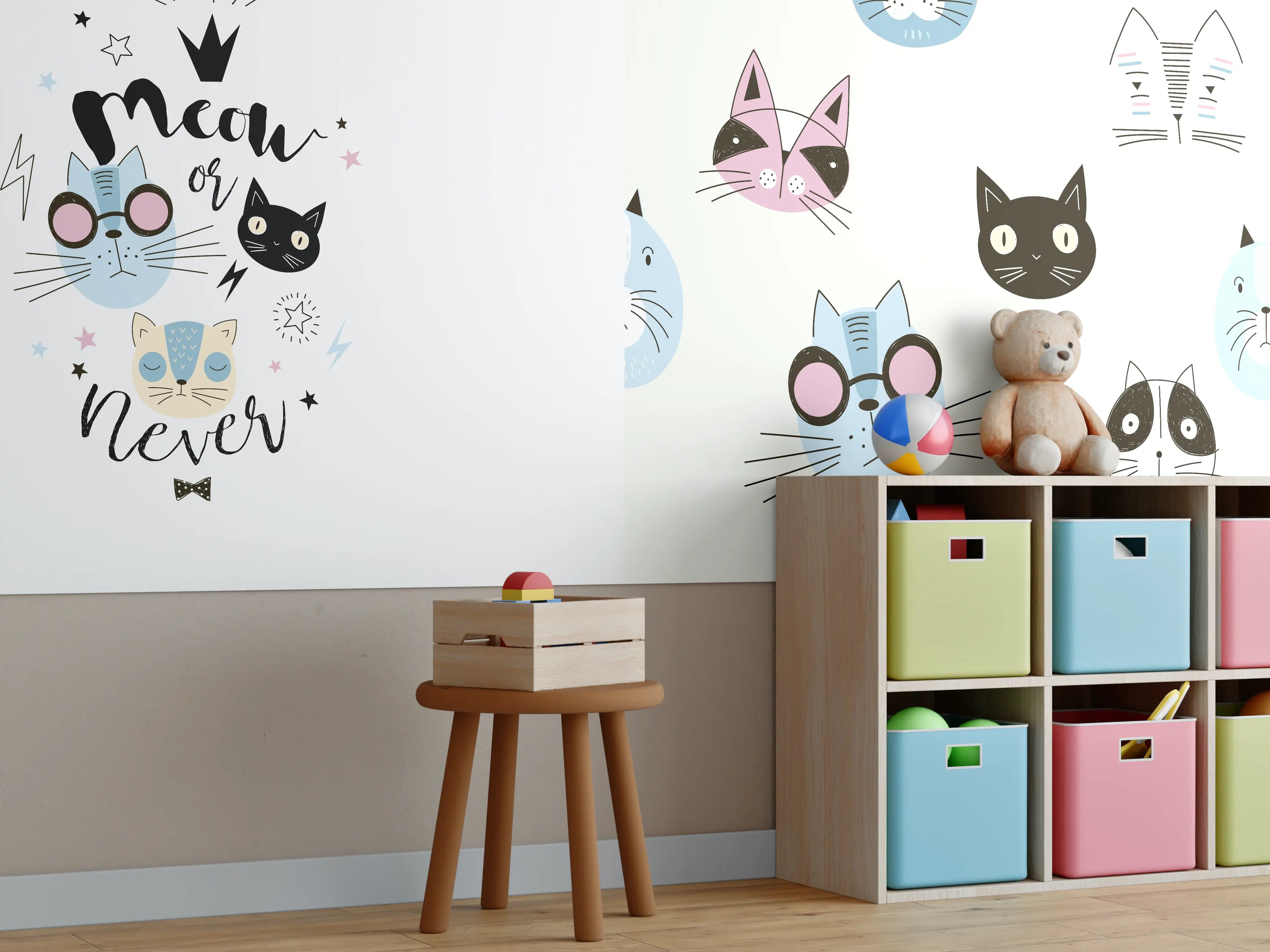 Kinderzimmer Wandgestaltung - Katzen-Muster Pyjama-Set