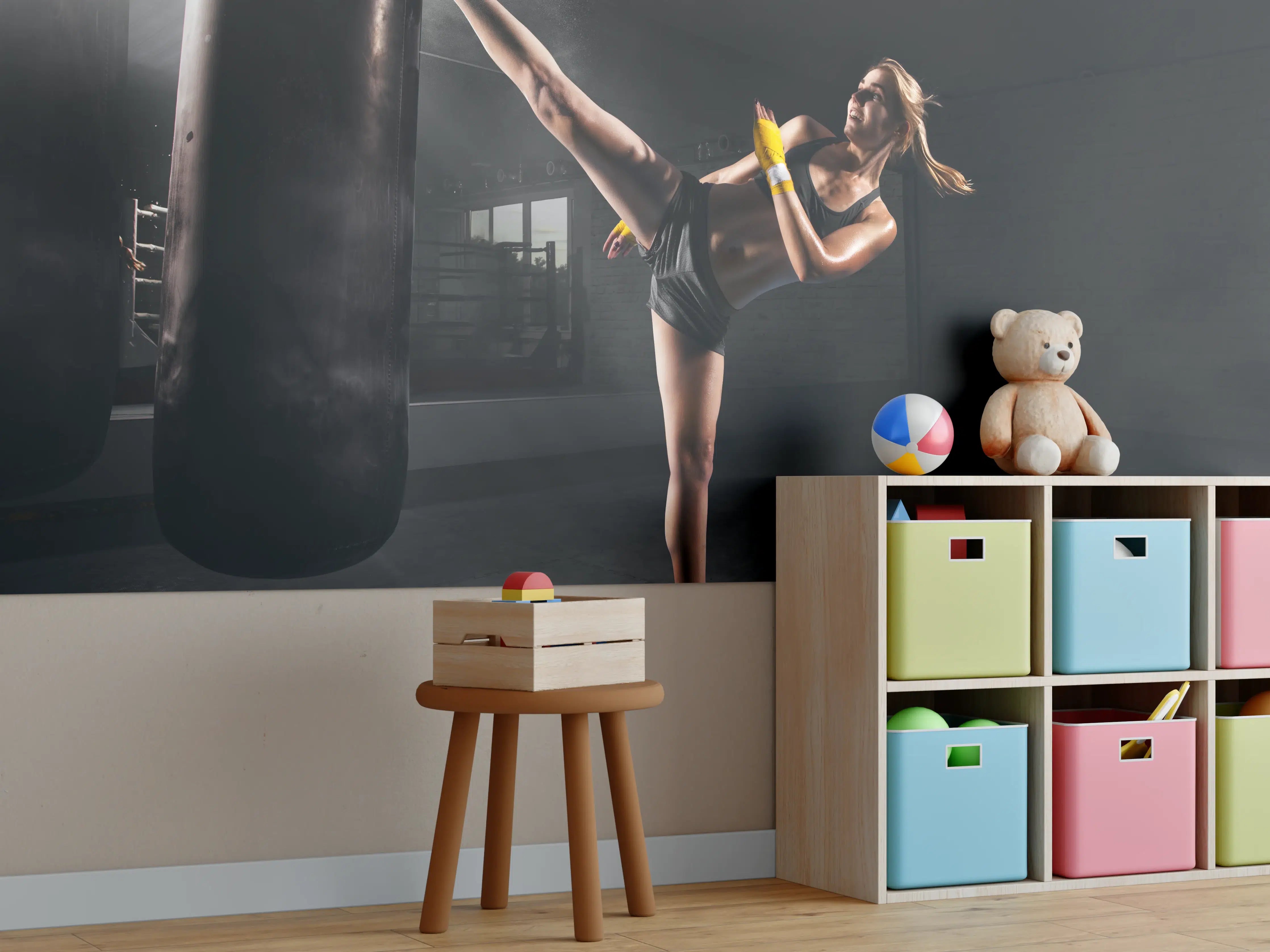Kinderzimmer Wandgestaltung - Kickboxen Sport