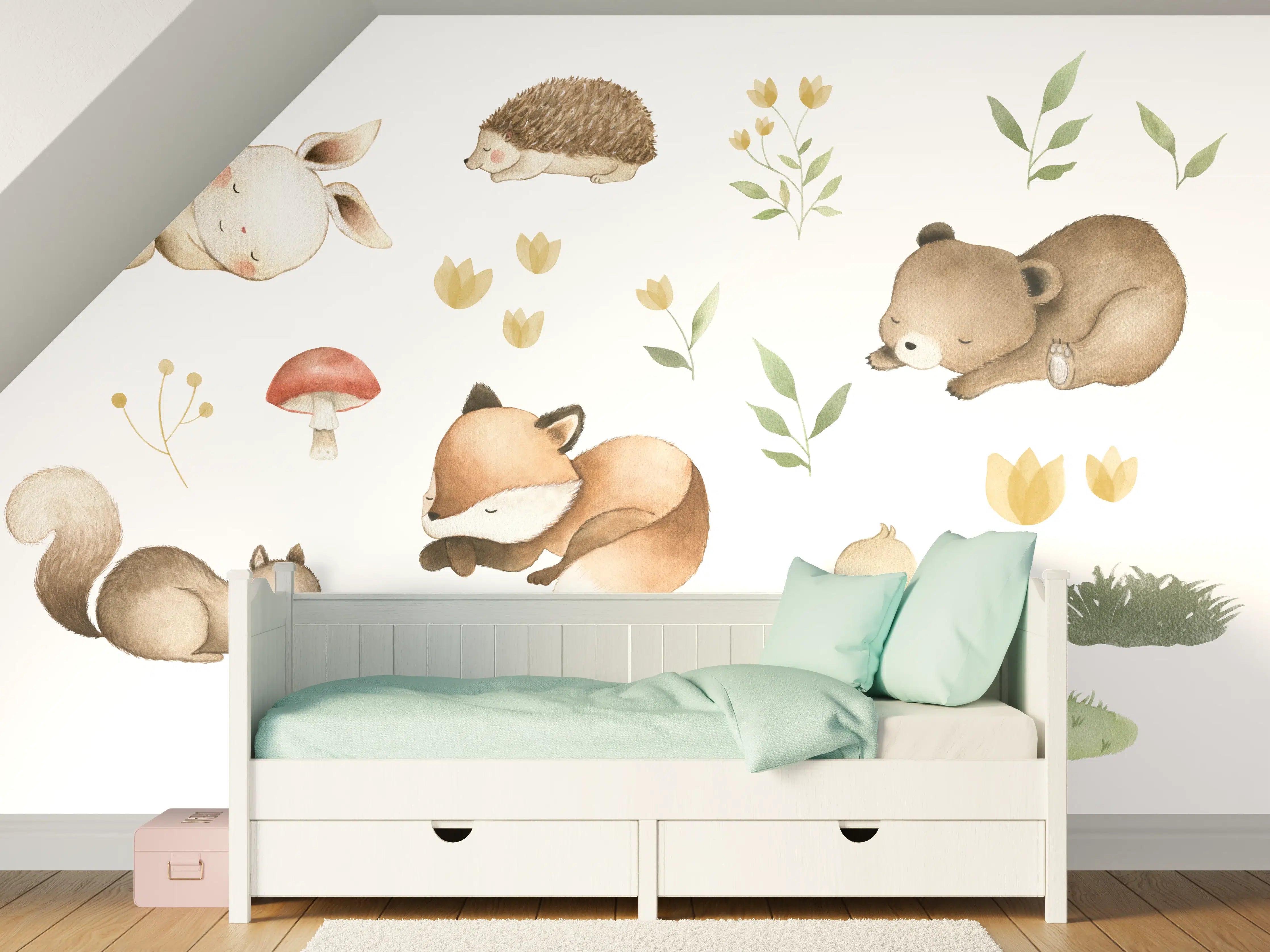 Kinderzimmer Wandgestaltung - Kindermotiv - Schlafende Tierchen