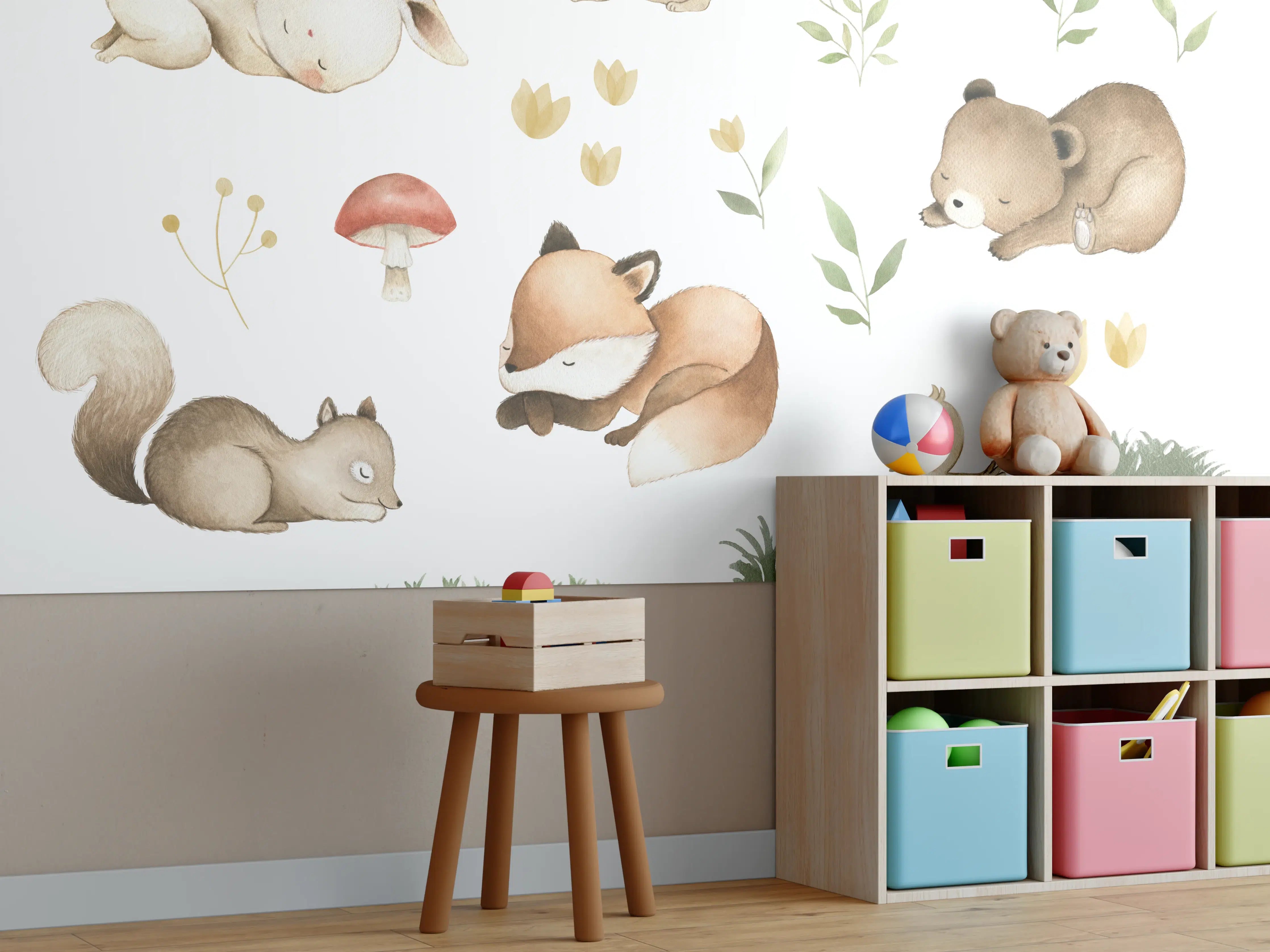 Kinderzimmer Wandgestaltung - Kindermotiv - Schlafende Tierchen