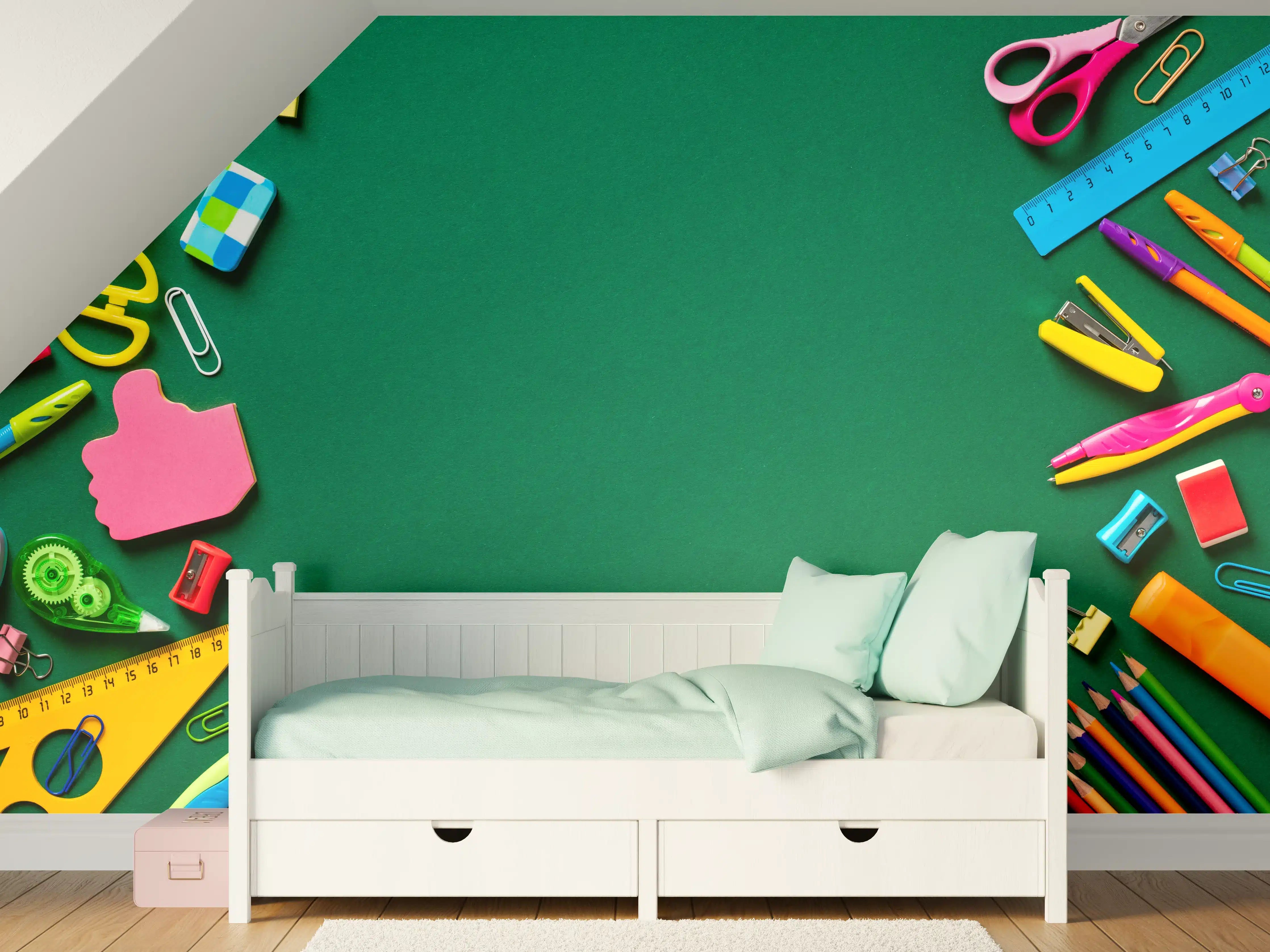 Kinderzimmer Wandgestaltung - Kindermotiv - Schulsachen