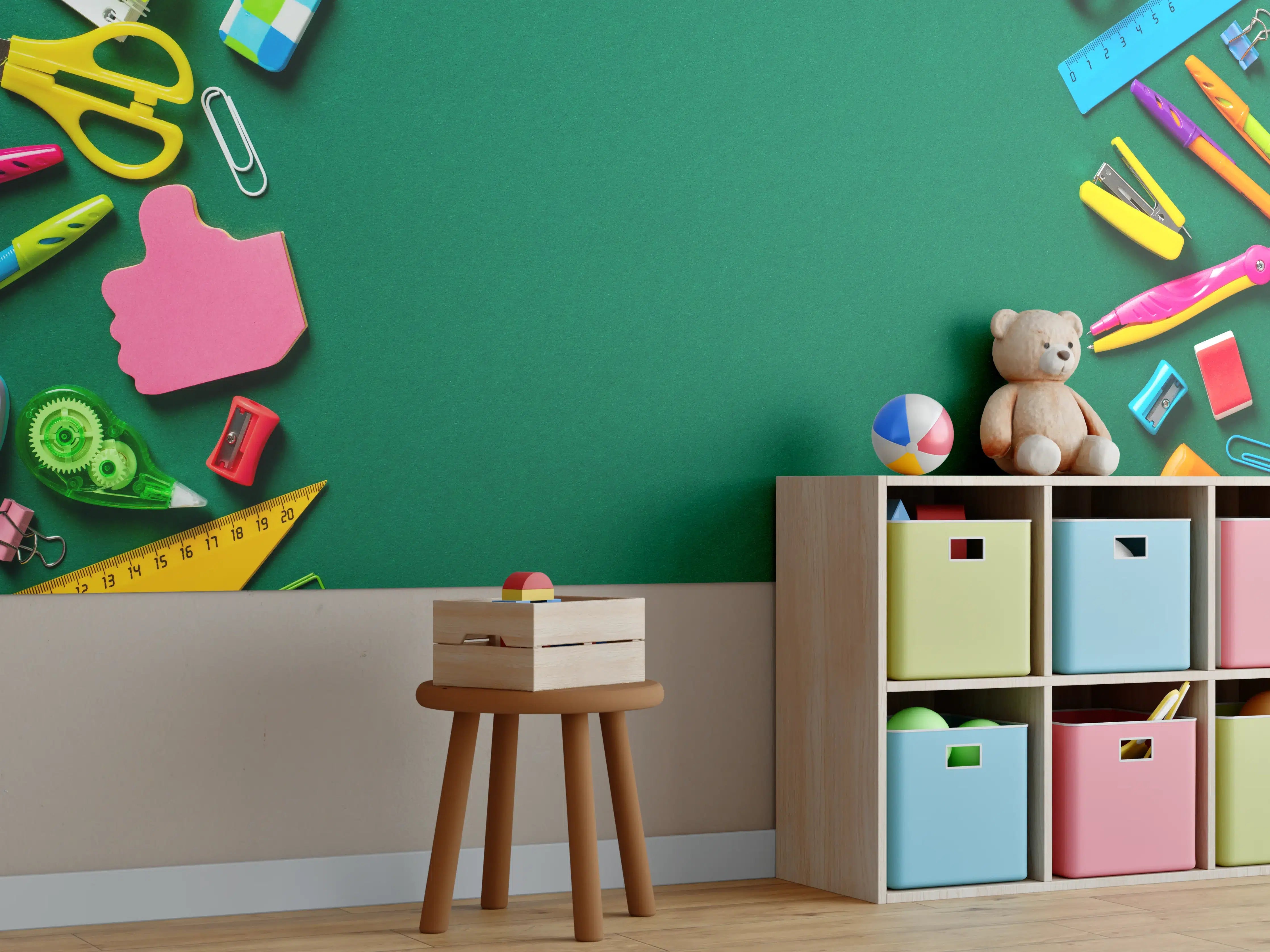 Kinderzimmer Wandgestaltung - Kindermotiv - Schulsachen