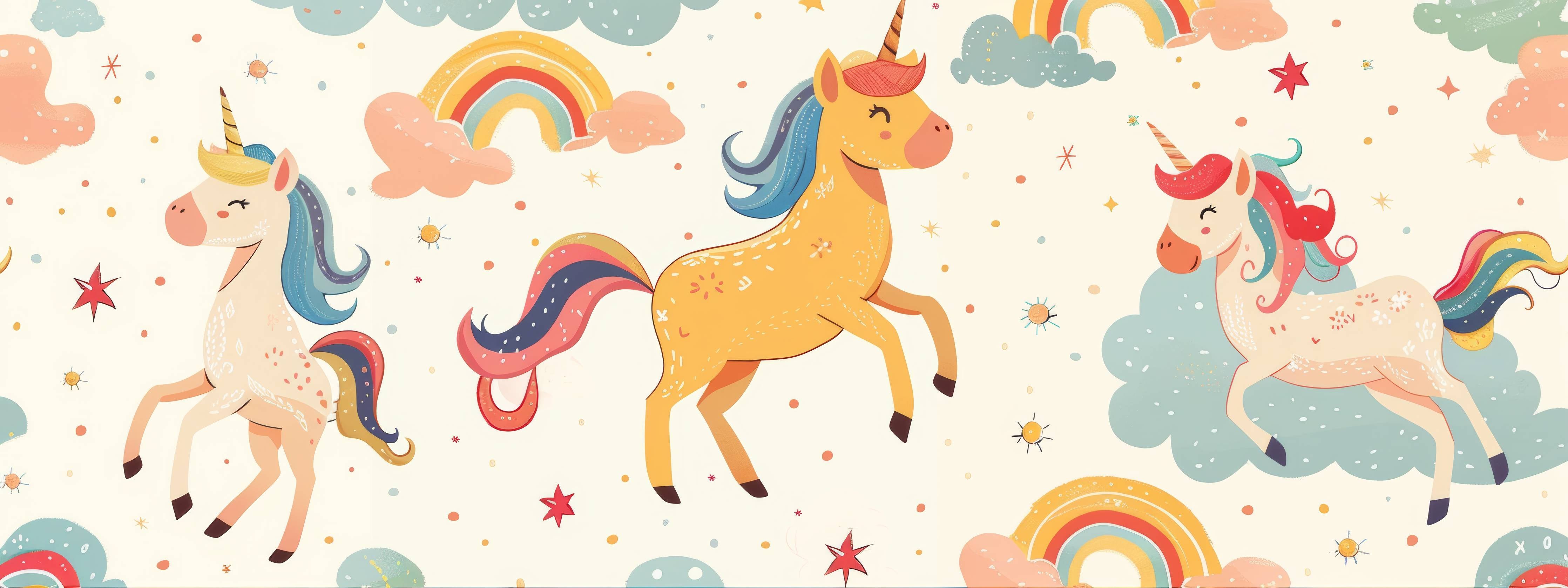 Kinderzimmer Wandgestaltung-Kinderzimmer Zauberhafte Einhorn-Wandgestaltung mit Regenbögen