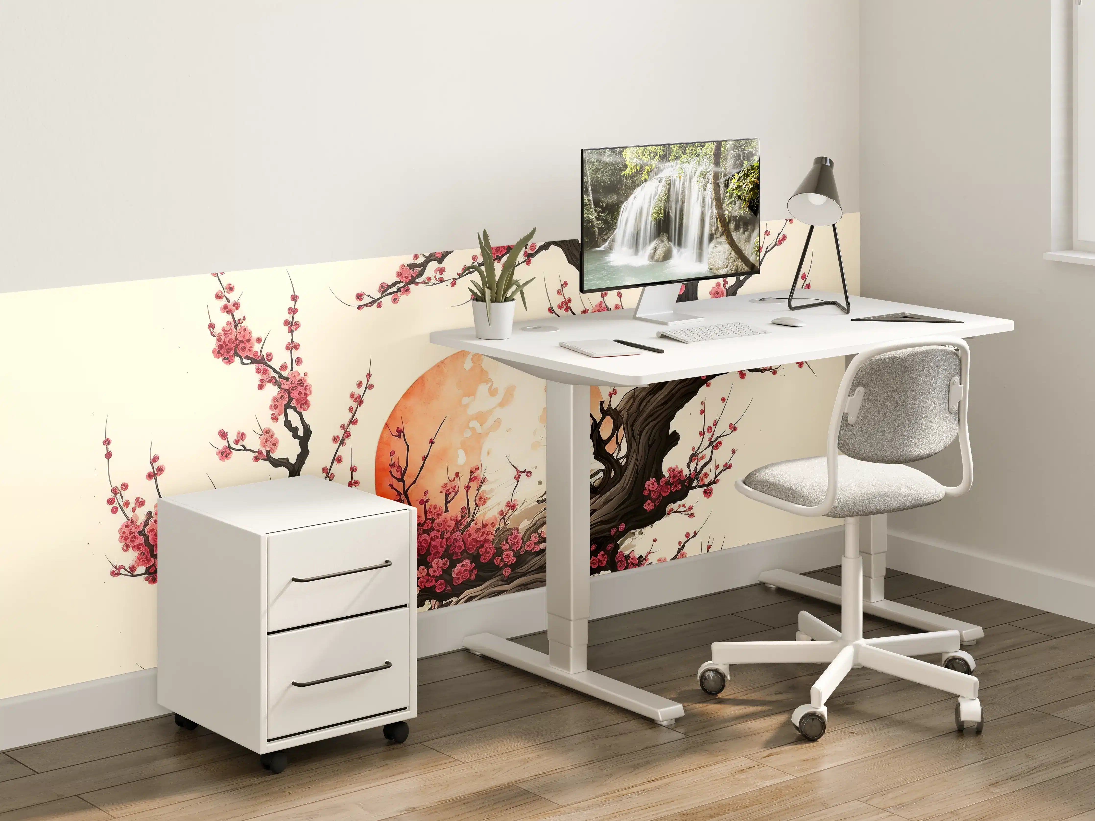 Kinderzimmer Wandgestaltung - Kirschblüte Sakura Aquarell