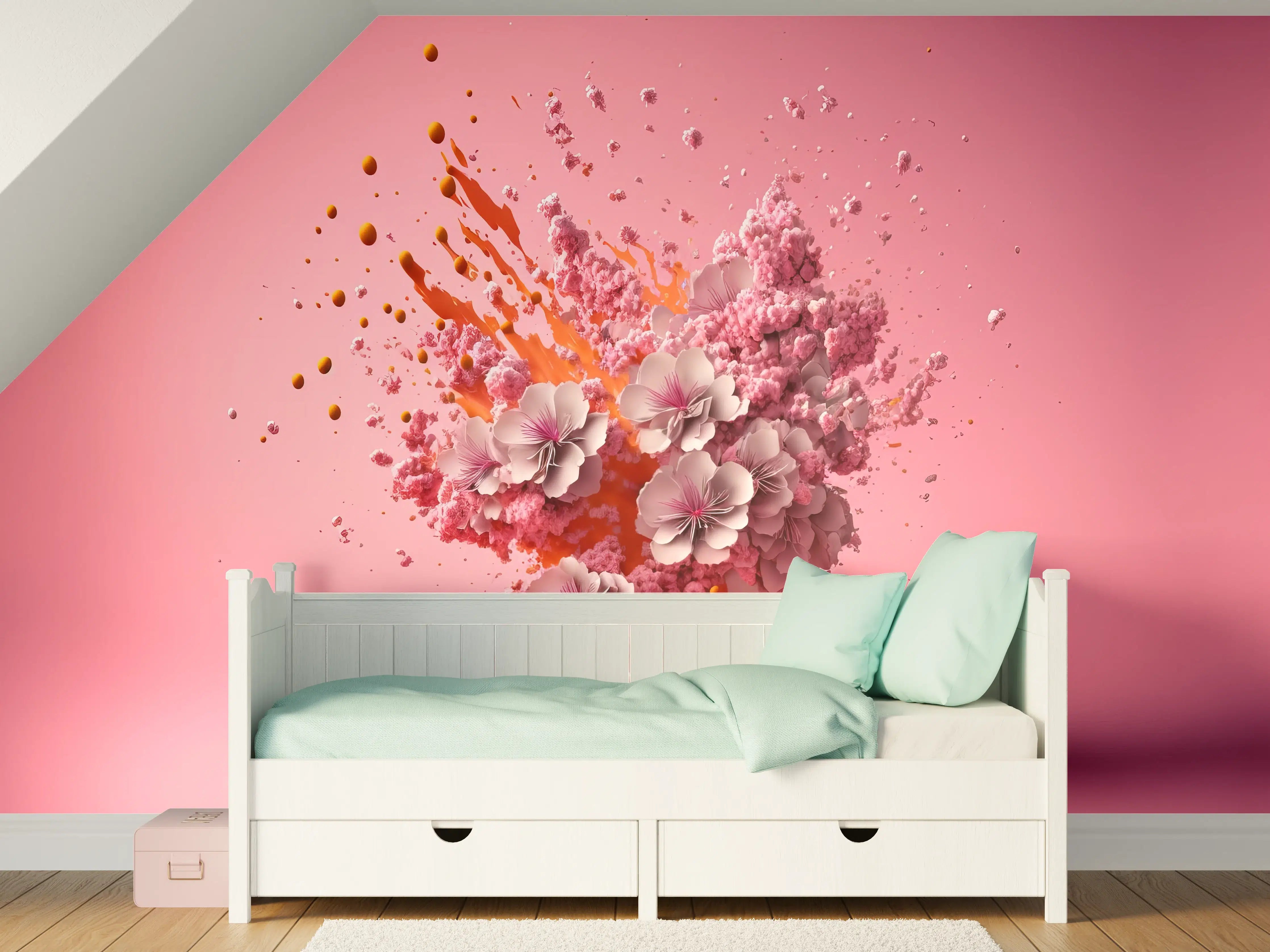Kinderzimmer Wandgestaltung - Kirschblüten Explosion Pink