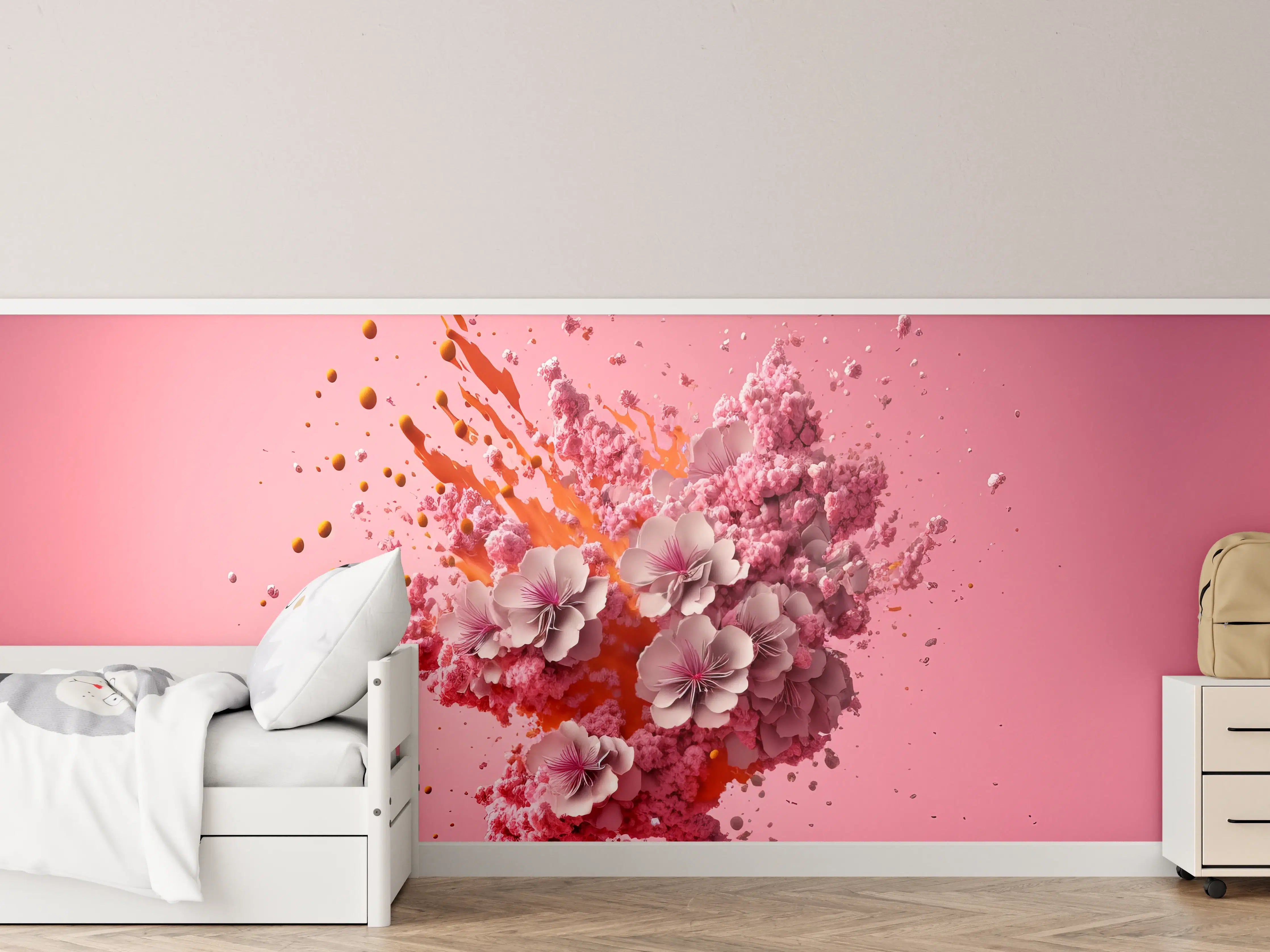 Kinderzimmer Wandgestaltung - Kirschblüten Explosion Pink