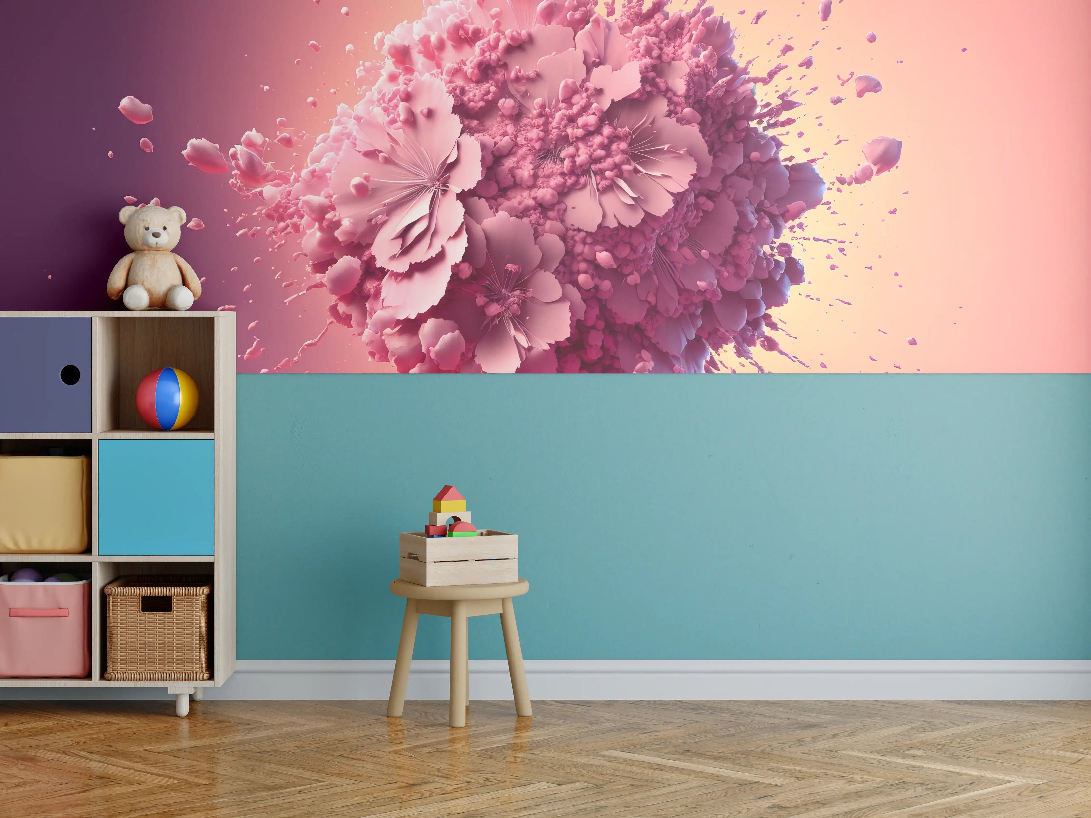 Kinderzimmer Wandgestaltung - Kirschblüten Explosion Rosa