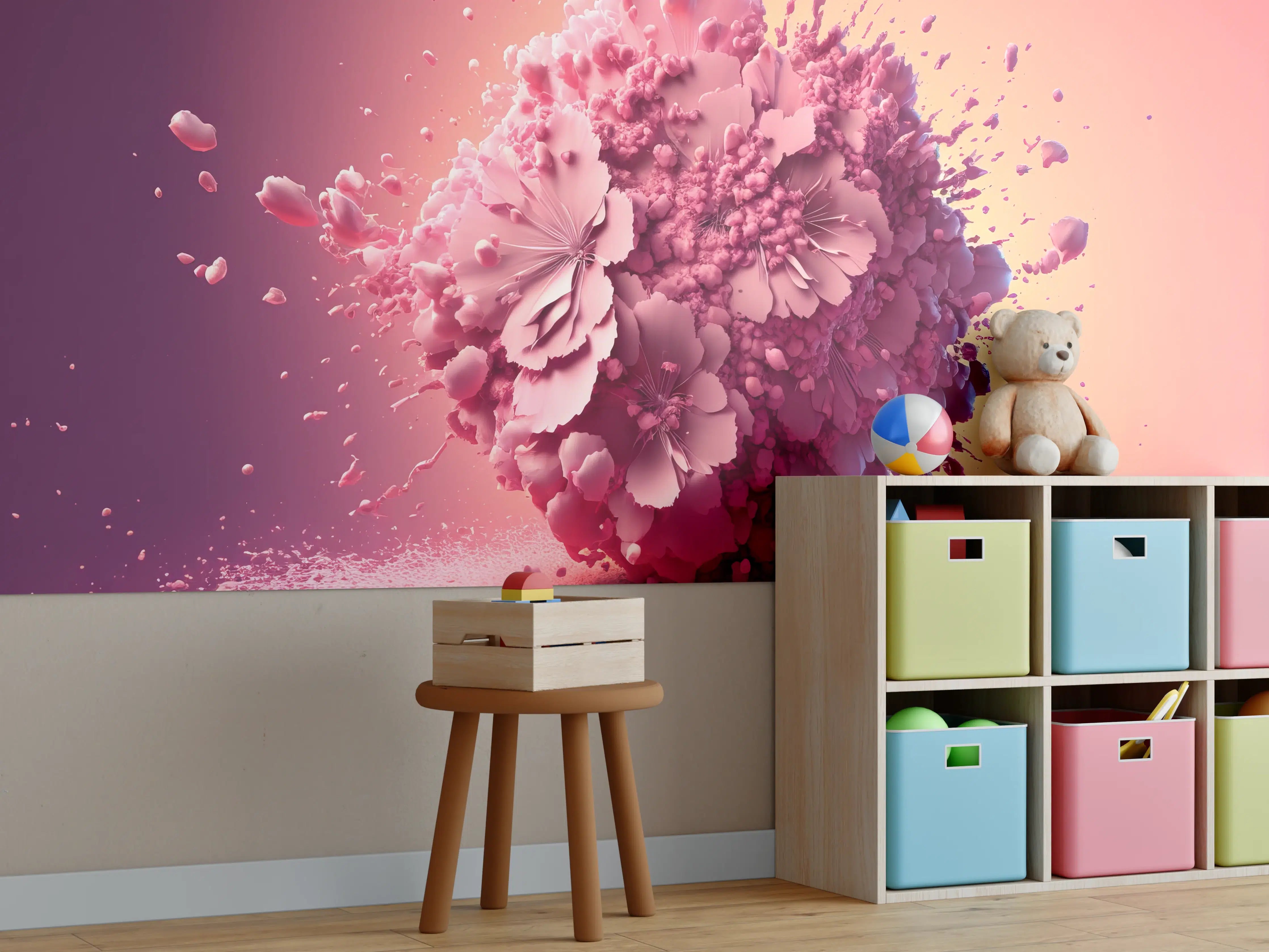 Kinderzimmer Wandgestaltung - Kirschblüten Explosion Rosa
