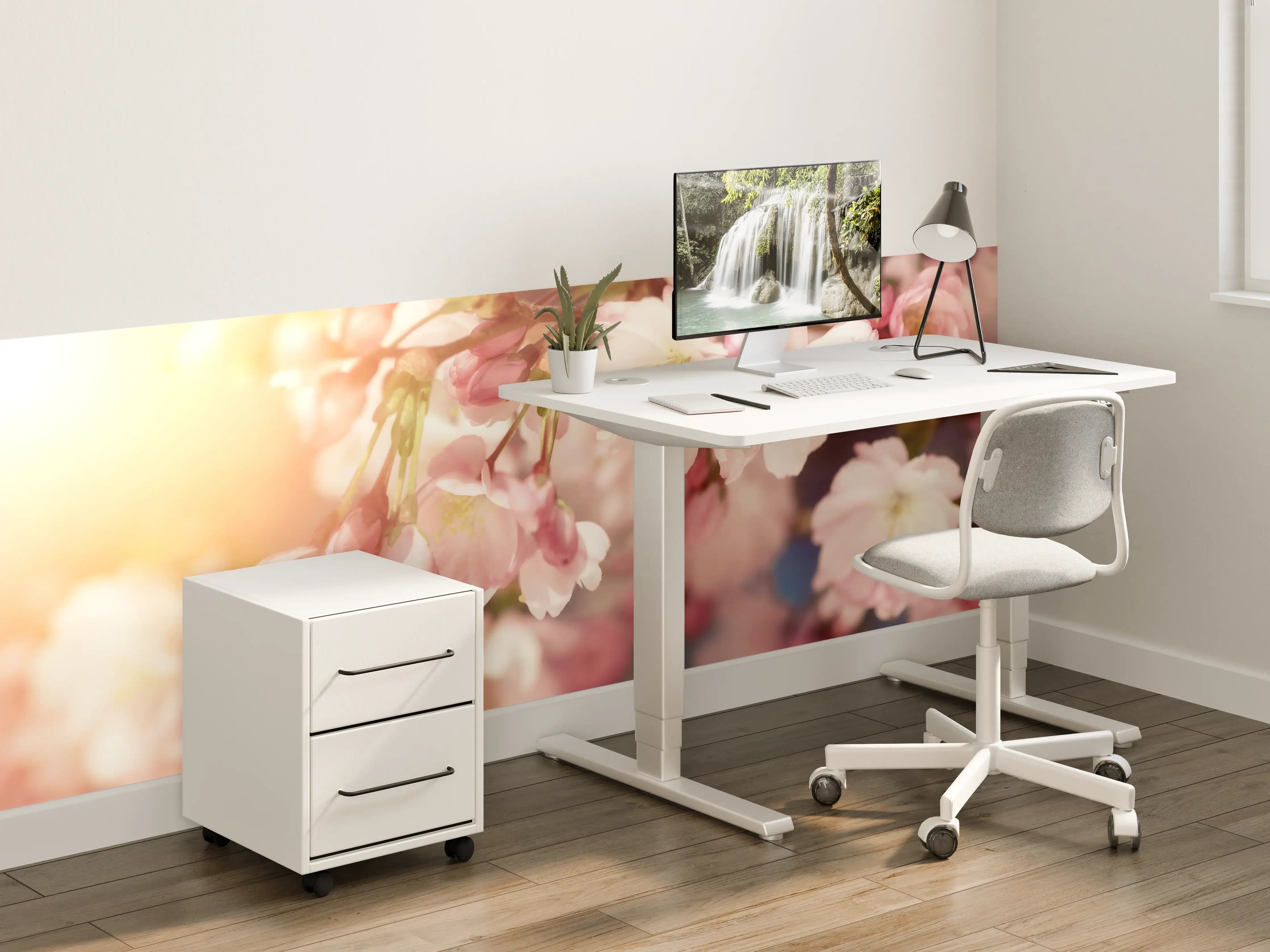 Kinderzimmer Wandgestaltung - Kirschblüten im Sonnenlicht 