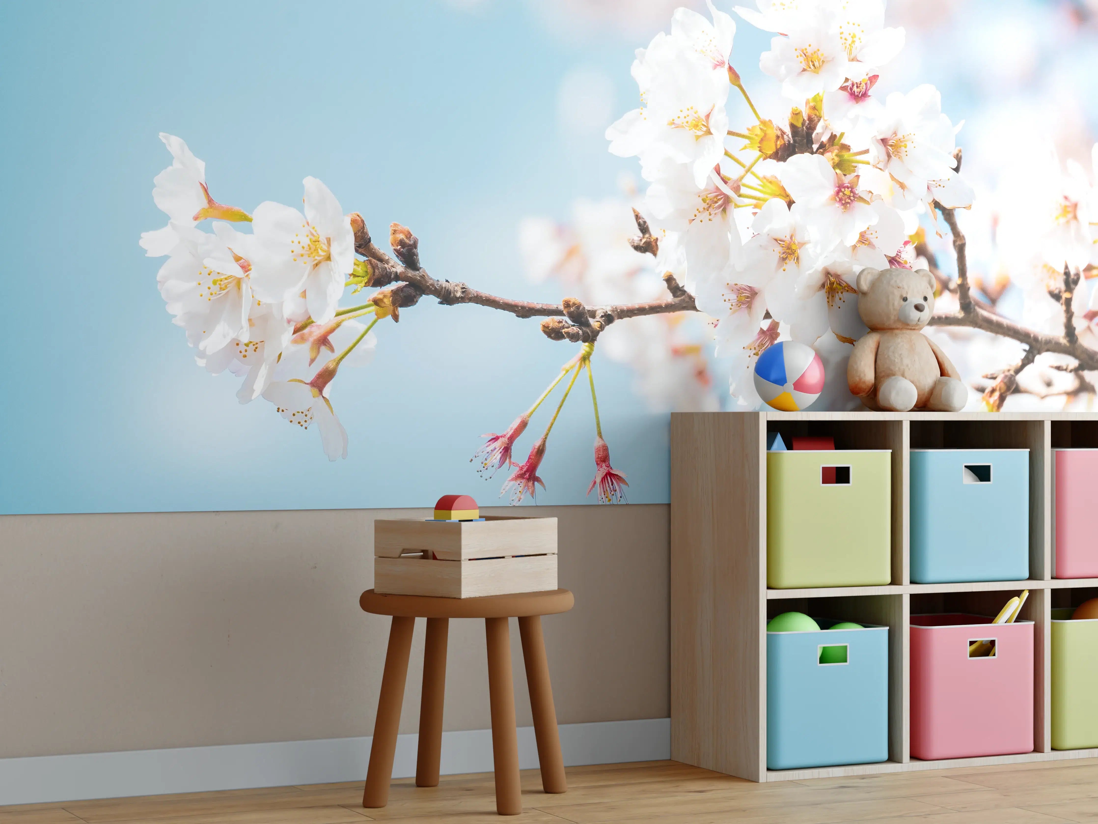 Kinderzimmer Wandgestaltung - Kirschblüten in voller Blüte