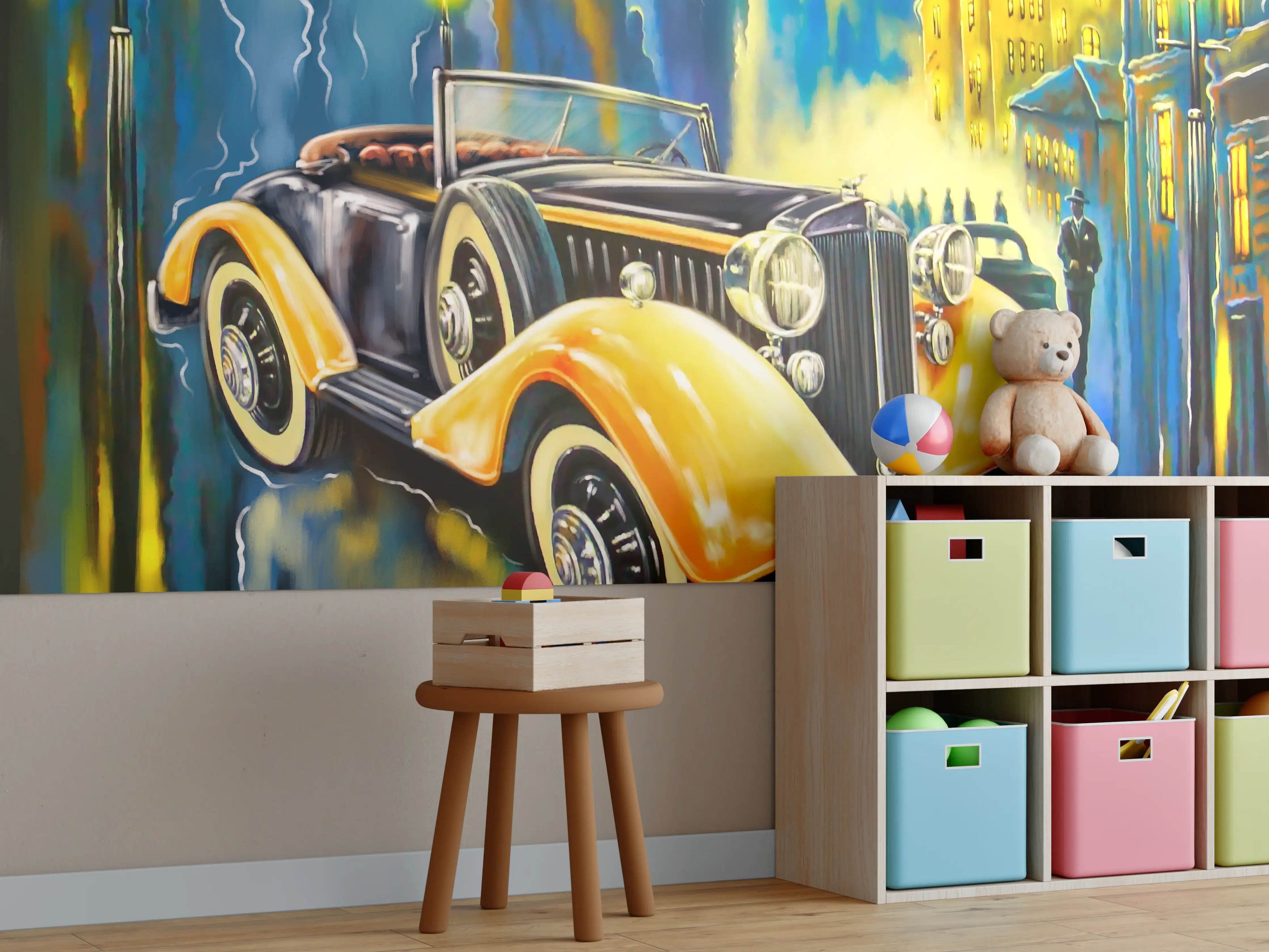 Kinderzimmer Wandgestaltung - Klassischer Oldtimer Kunstdruck