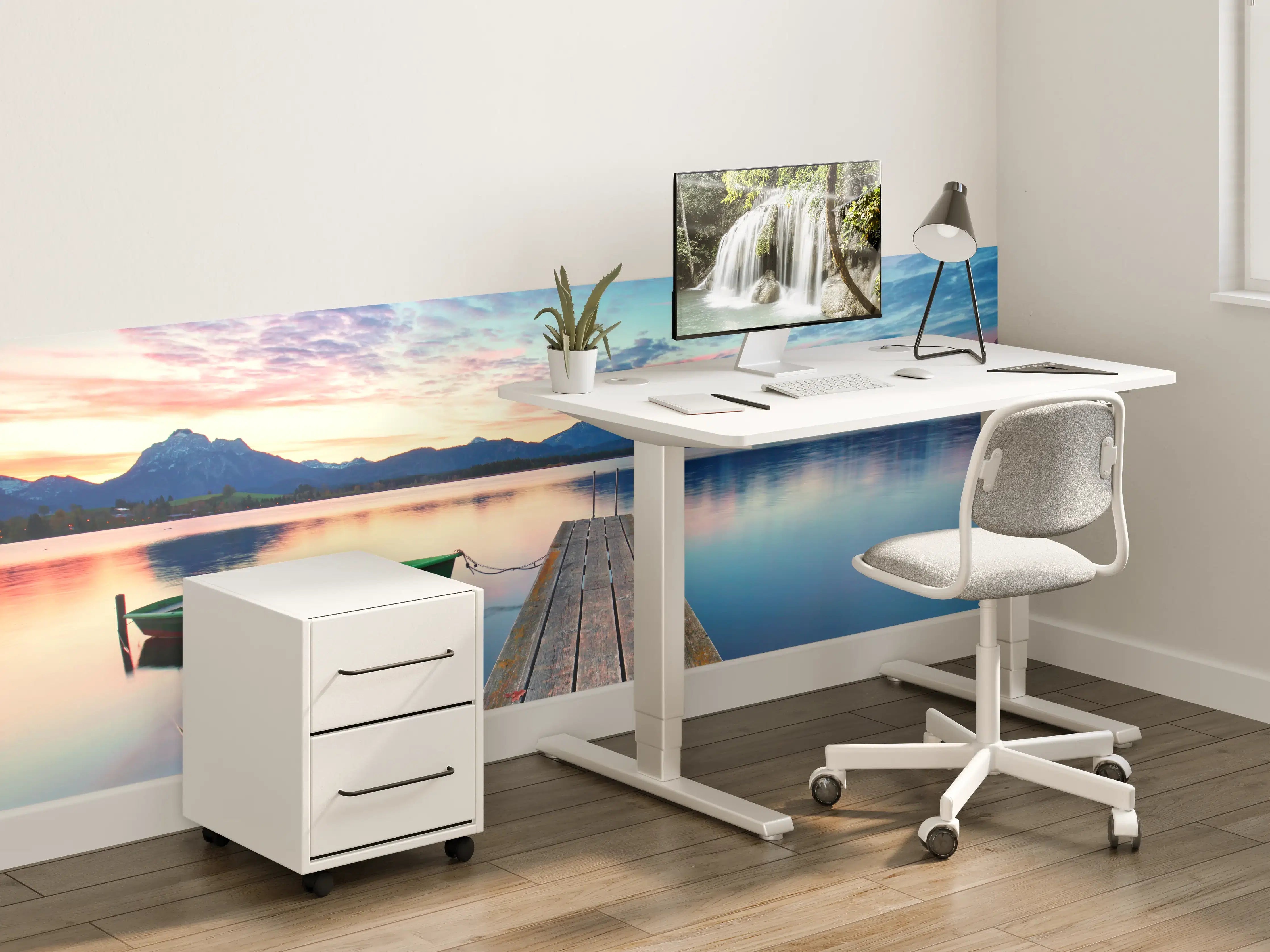 Kinderzimmer Wandgestaltung - Kleines Boot am Bergsee