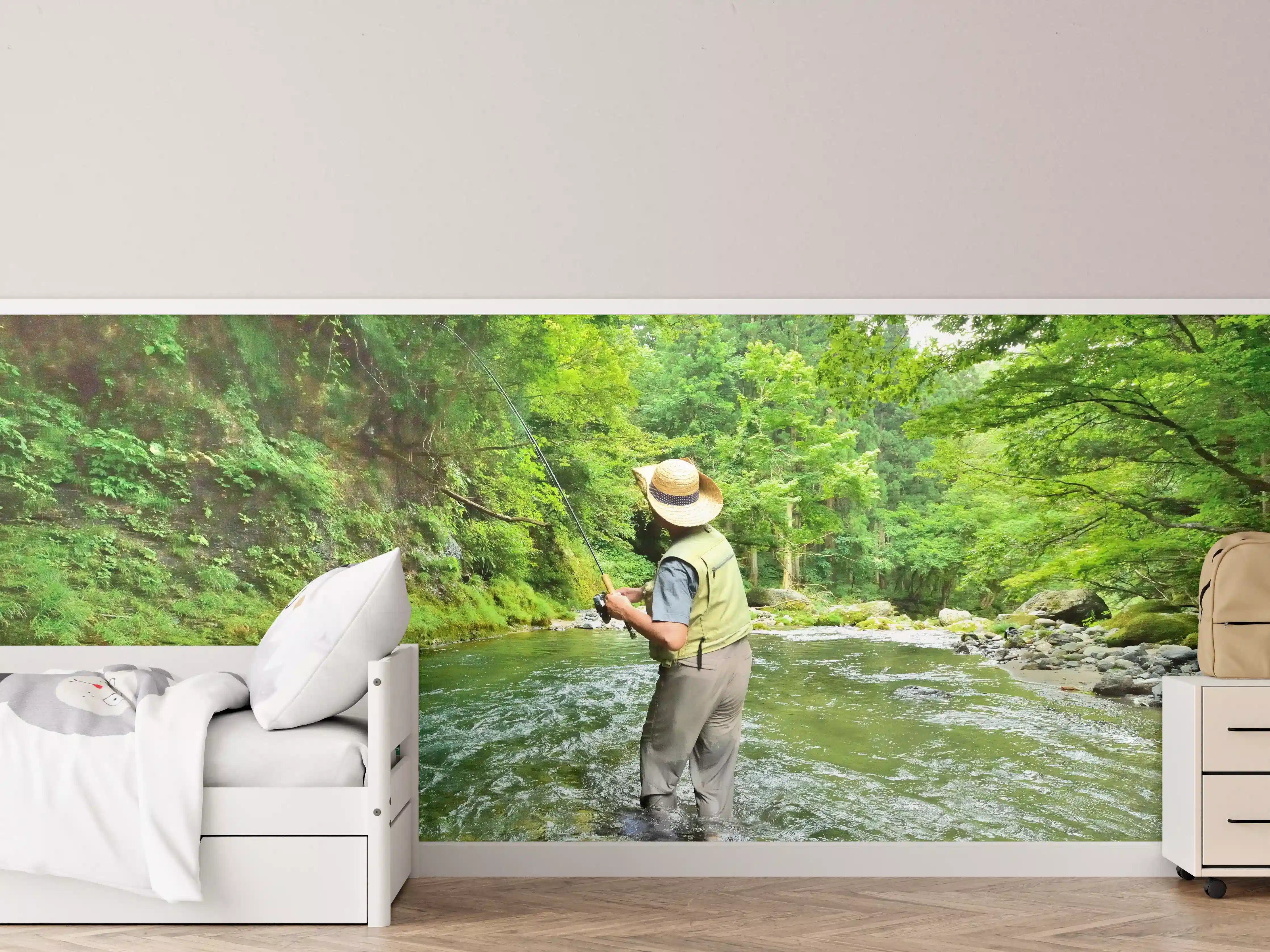 Kinderzimmer Wandgestaltung - Köderfischen im Ichinoto-Fluss