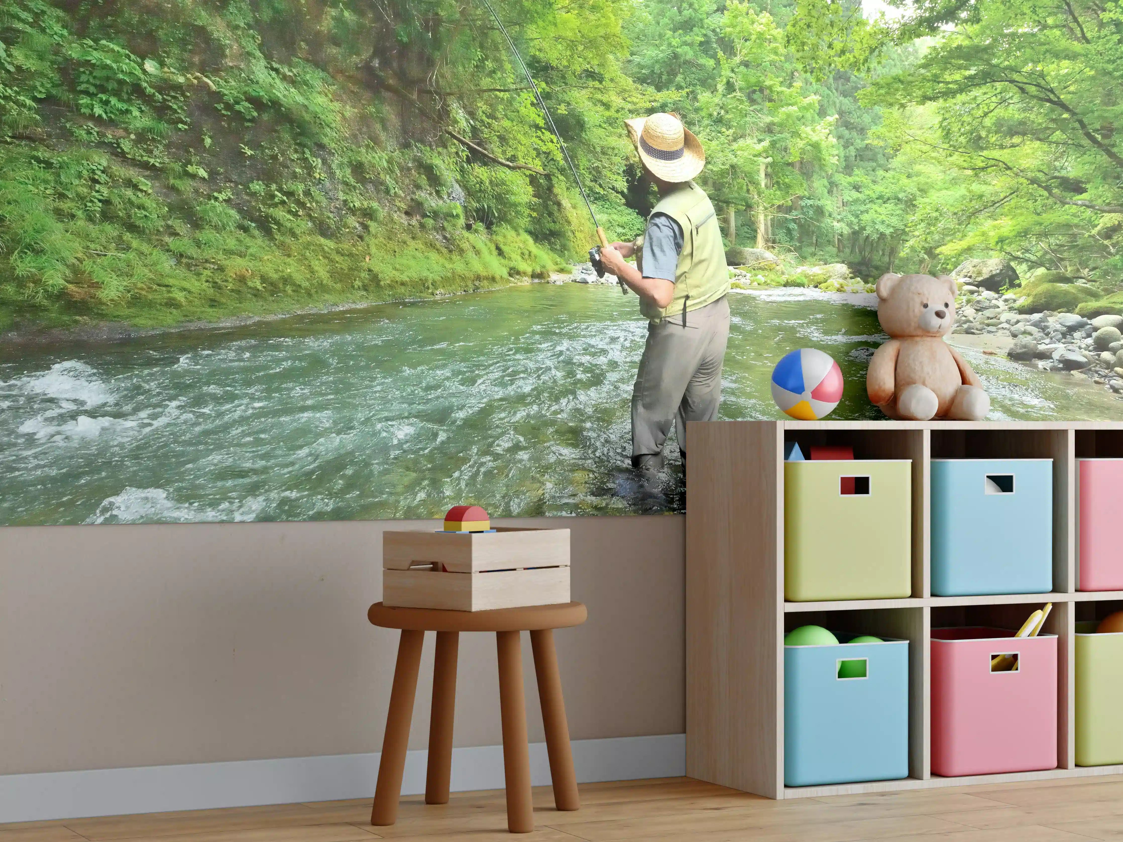 Kinderzimmer Wandgestaltung - Köderfischen im Ichinoto-Fluss