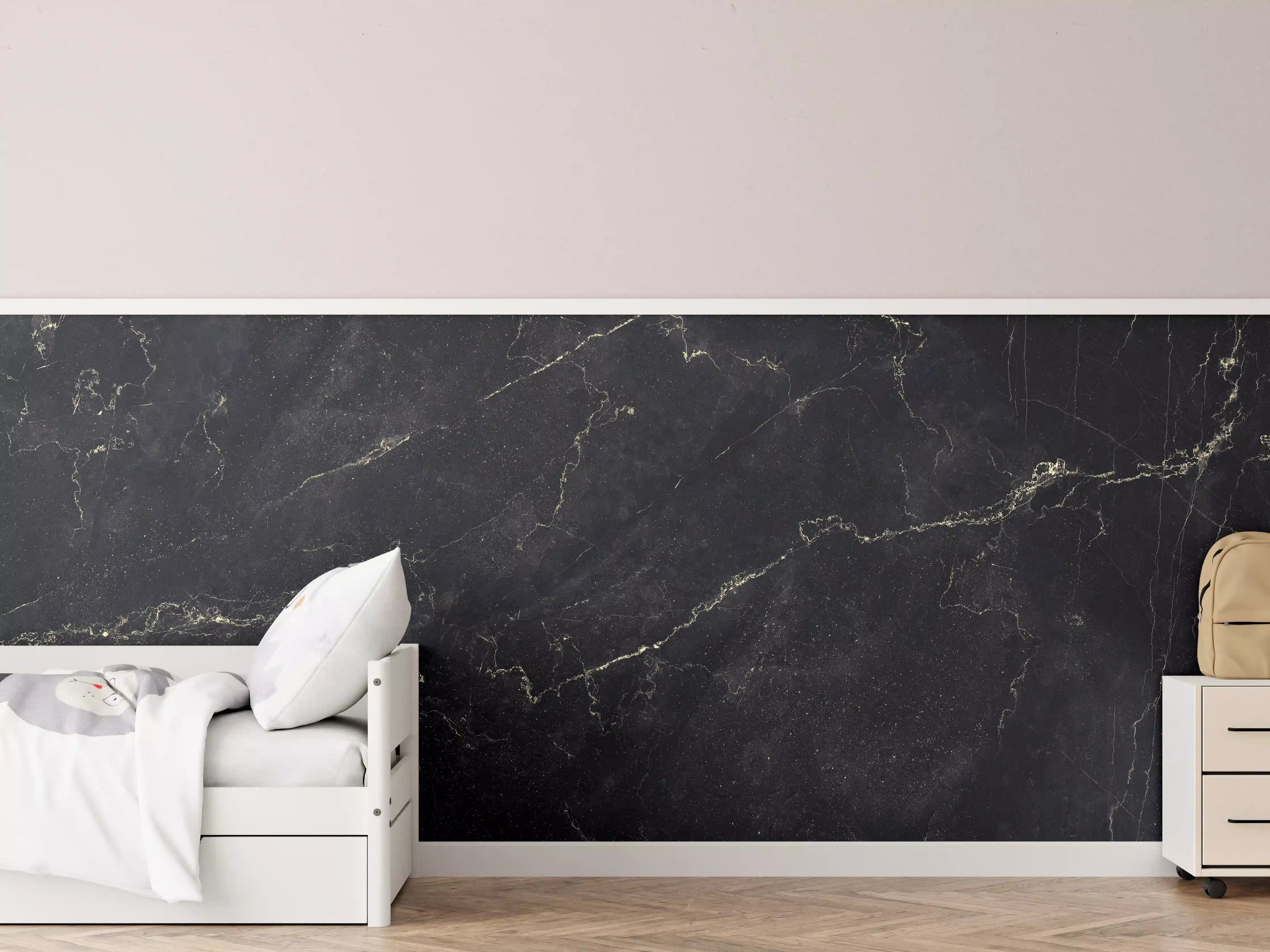 Kinderzimmer Wandgestaltung - Königlicher schwarz-goldener Marmor