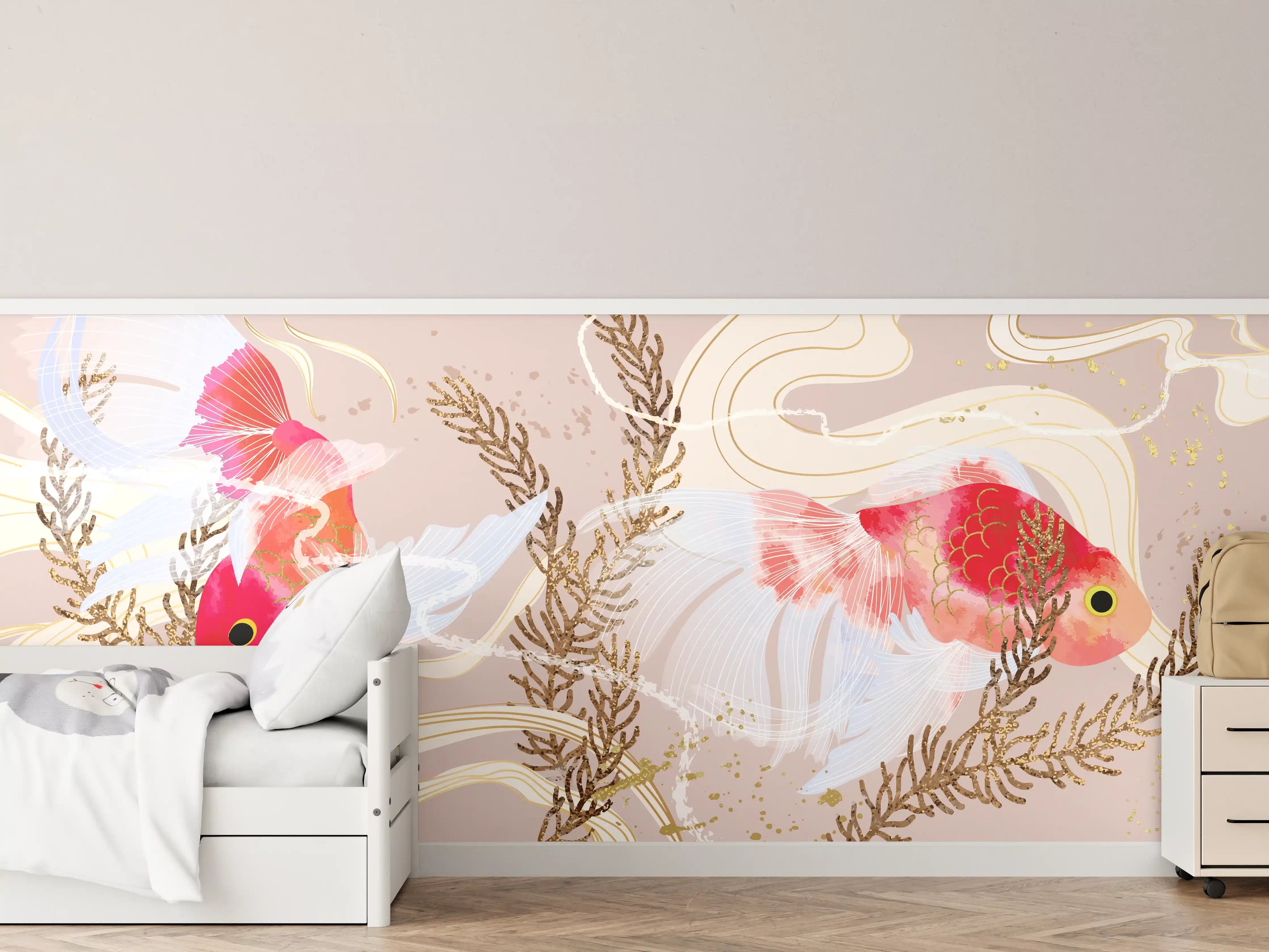 Kinderzimmer Wandgestaltung - Koi-Karpfen Kunst Illustration