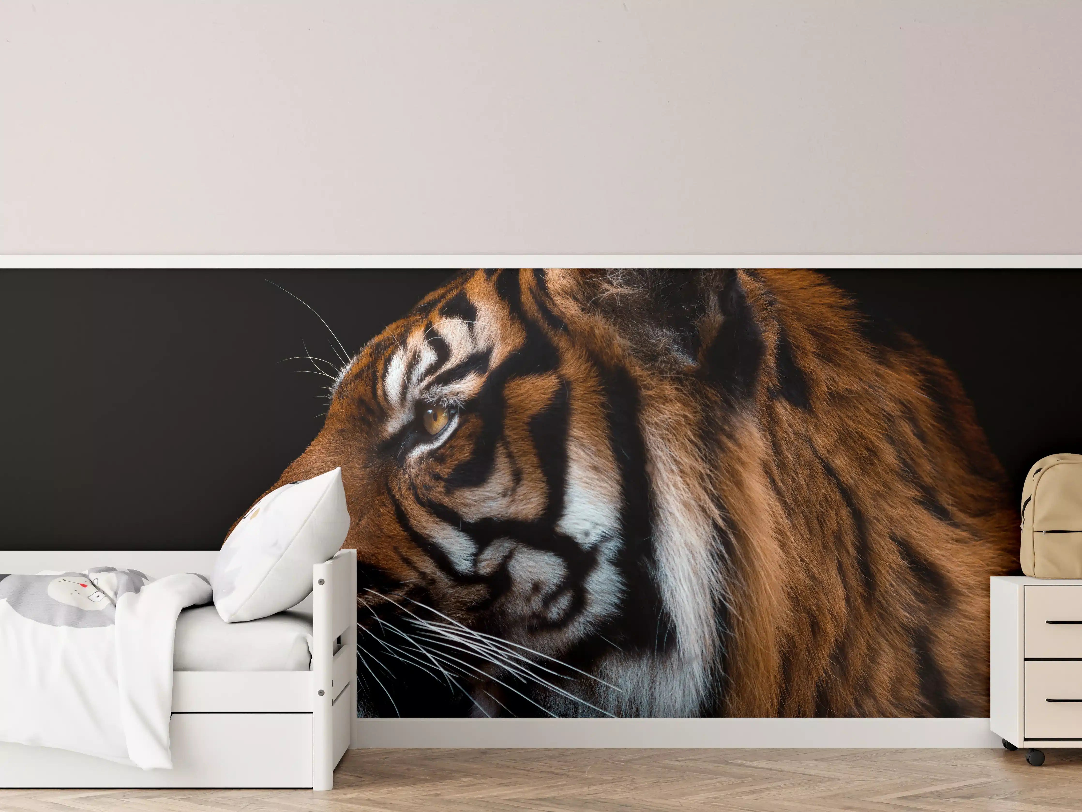 Kinderzimmer Wandgestaltung - Kopf eines Sumatra-Tigers geschlossen