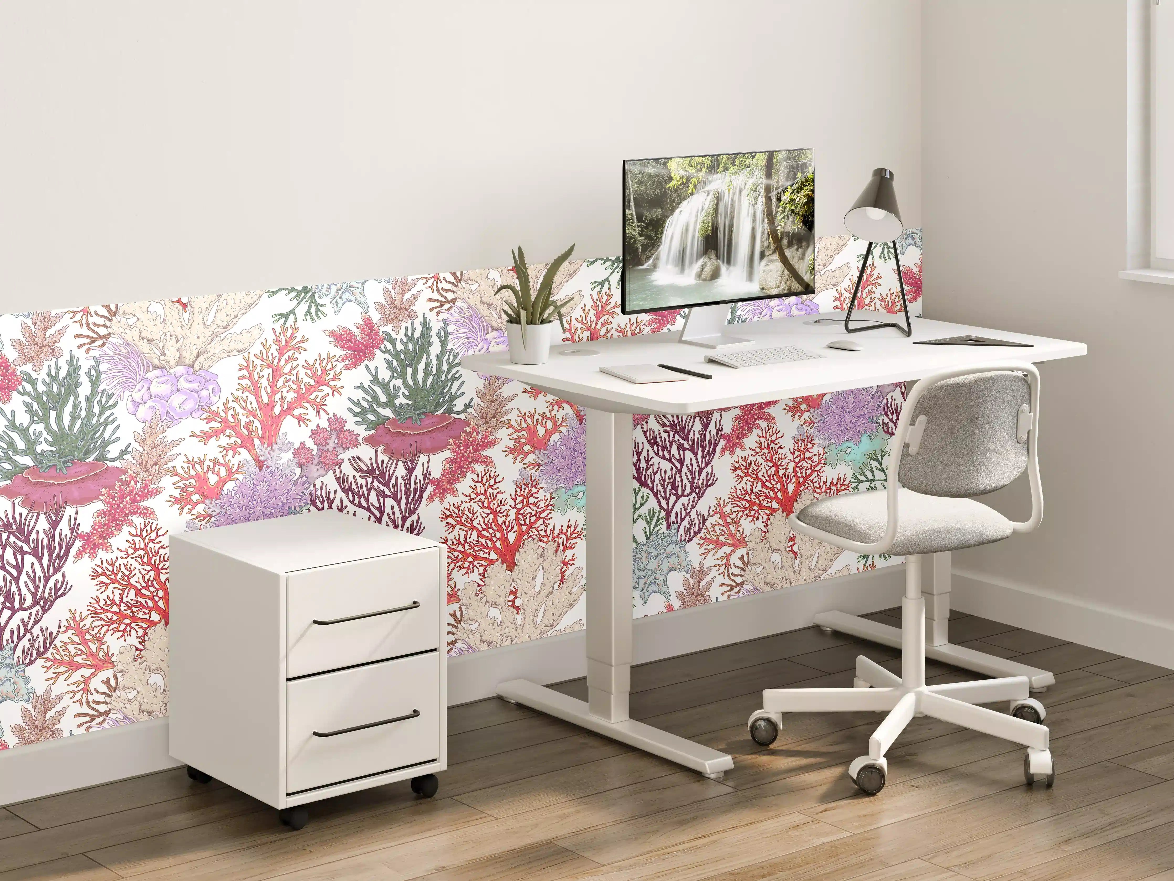 Kinderzimmer Wandgestaltung - Korallenmuster Rosa-Beige