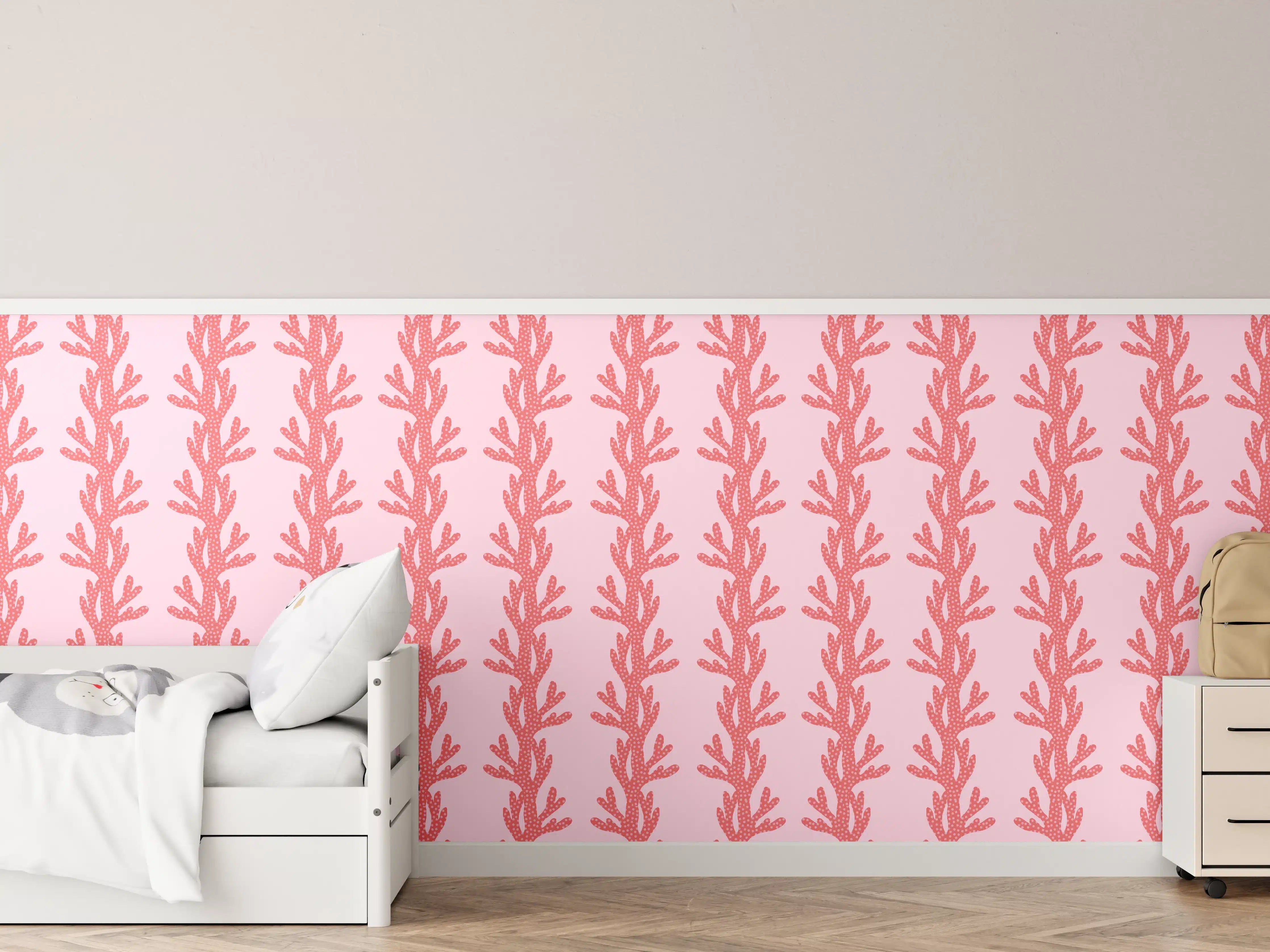Kinderzimmer Wandgestaltung - Korallenmuster Rosa Tapete
