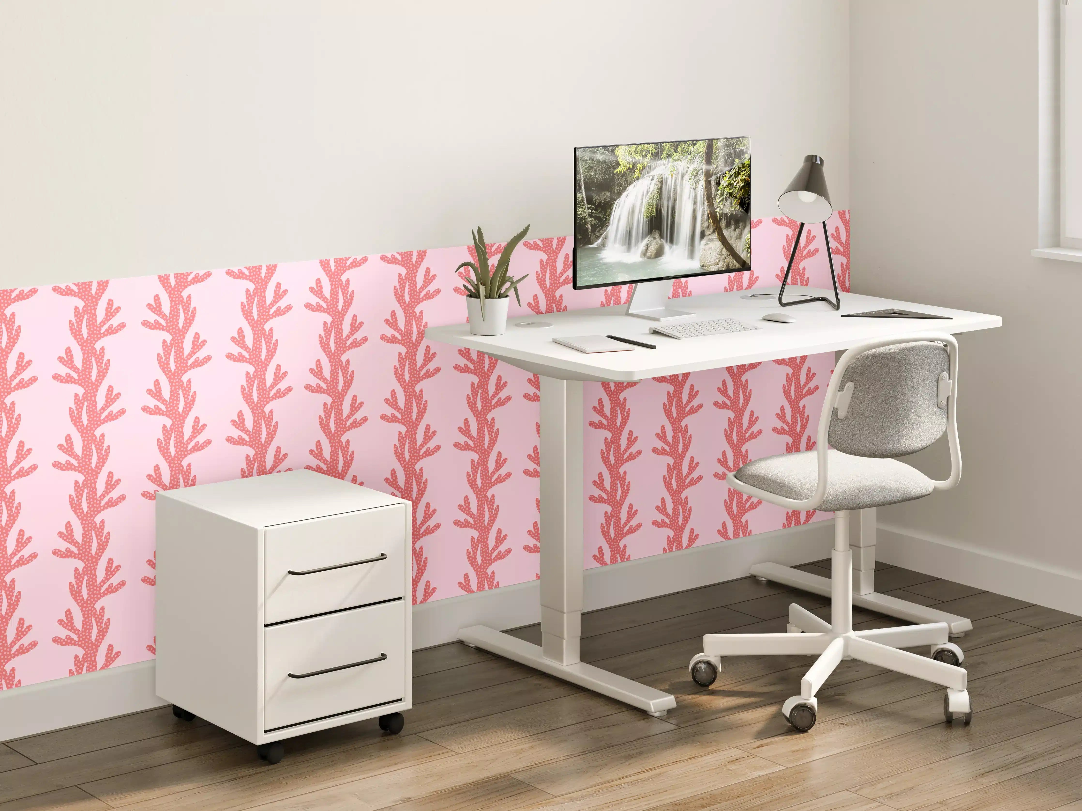 Kinderzimmer Wandgestaltung - Korallenmuster Rosa Tapete