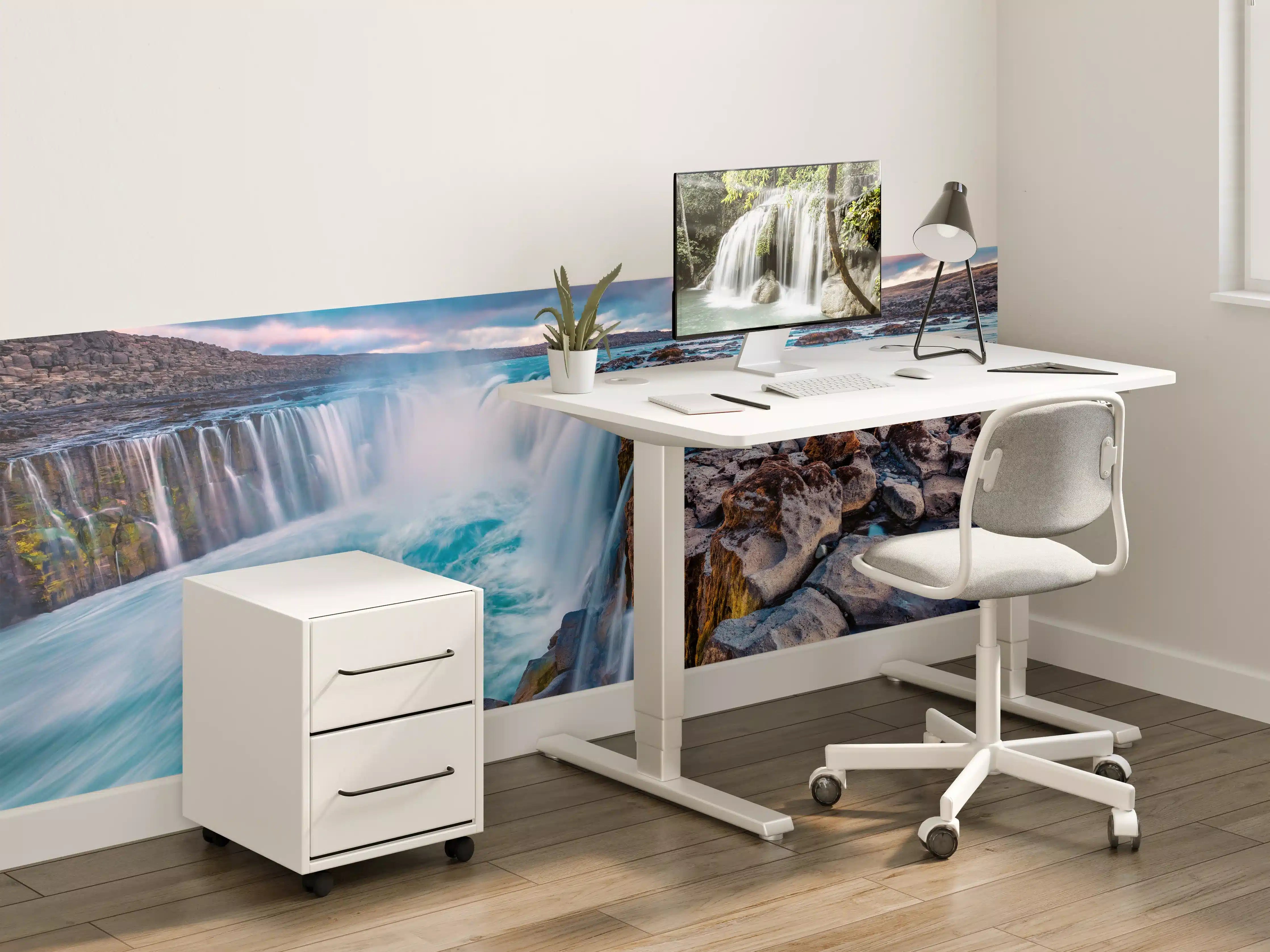 Kinderzimmer Wandgestaltung - Kraftvolle Sommeransicht des Selfoss-Wasserfalls