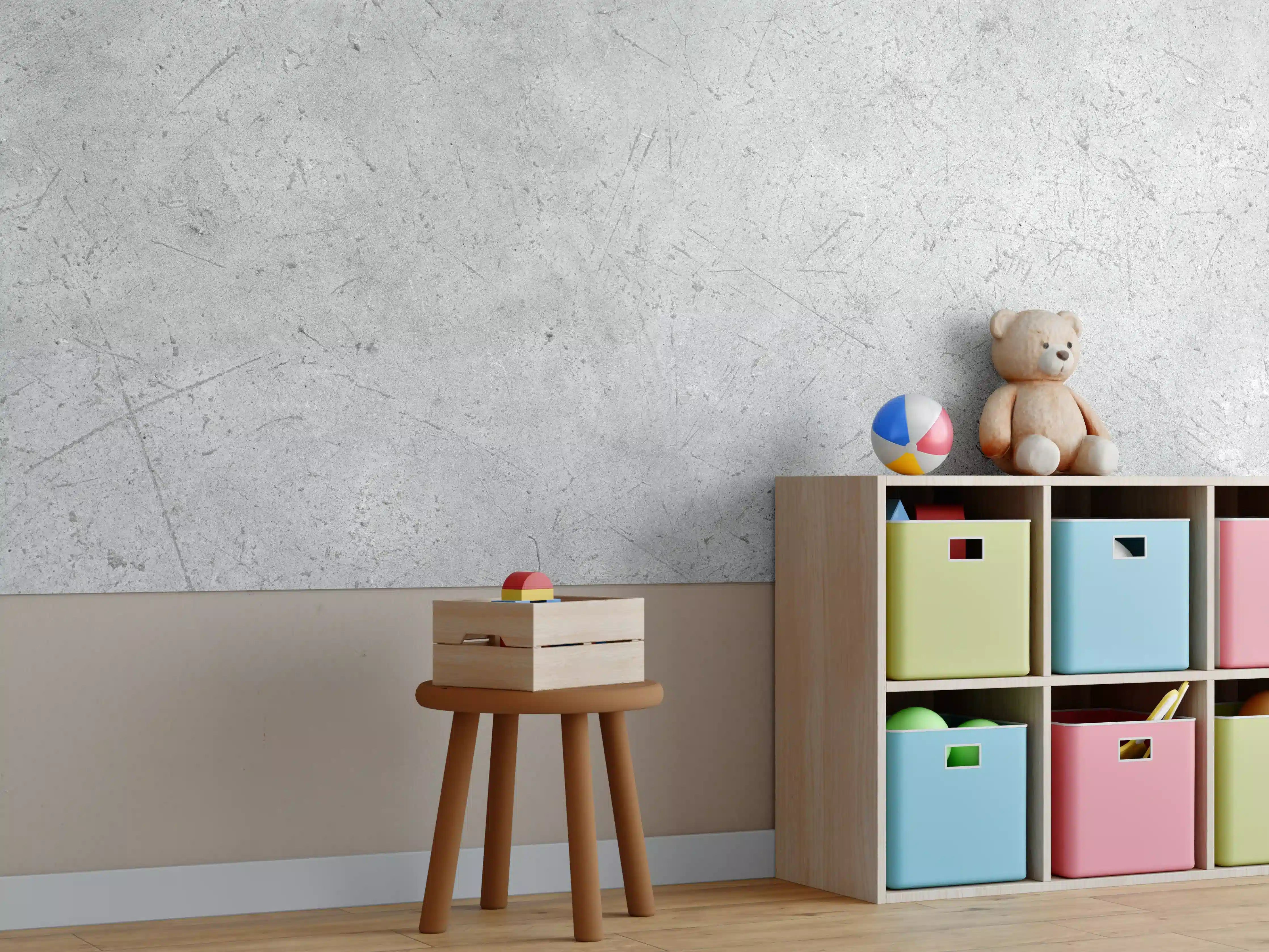 Kinderzimmer Wandgestaltung - Kratzige graue Betonwand