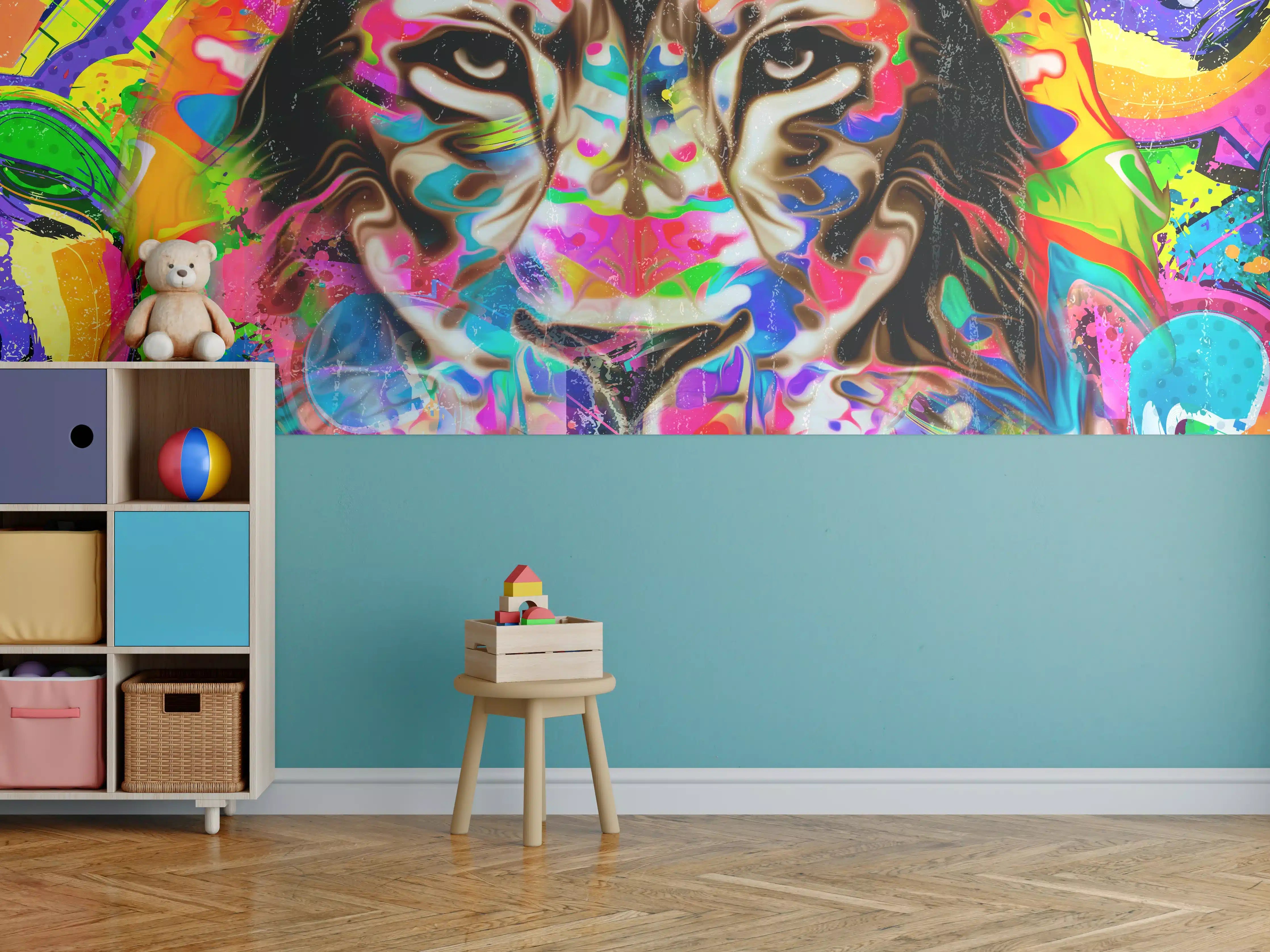 Kinderzimmer Wandgestaltung - Kreative Darstellung eines Löwen