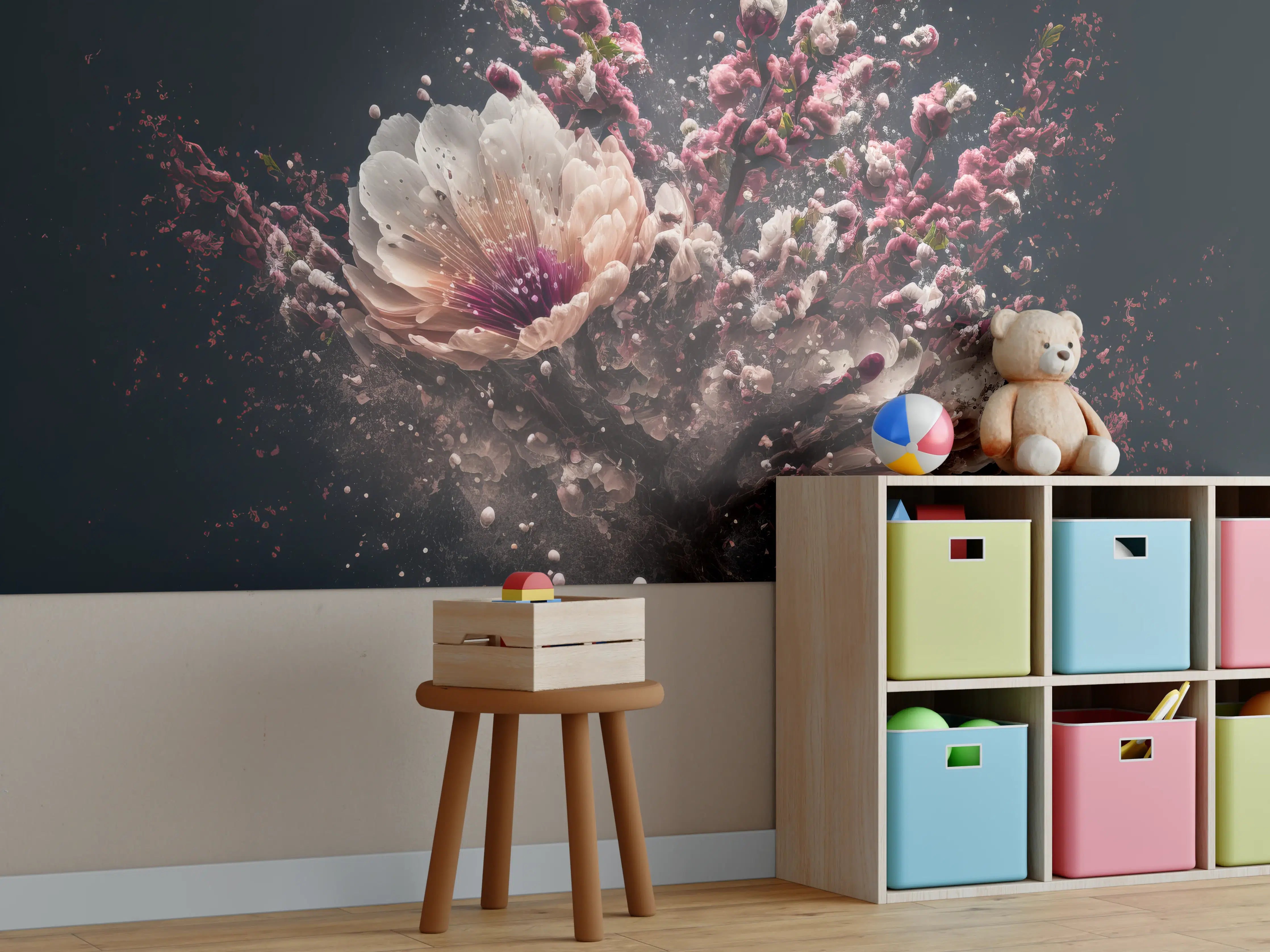 Kinderzimmer Wandgestaltung - Kreative Kirschblütenblütenexplosion