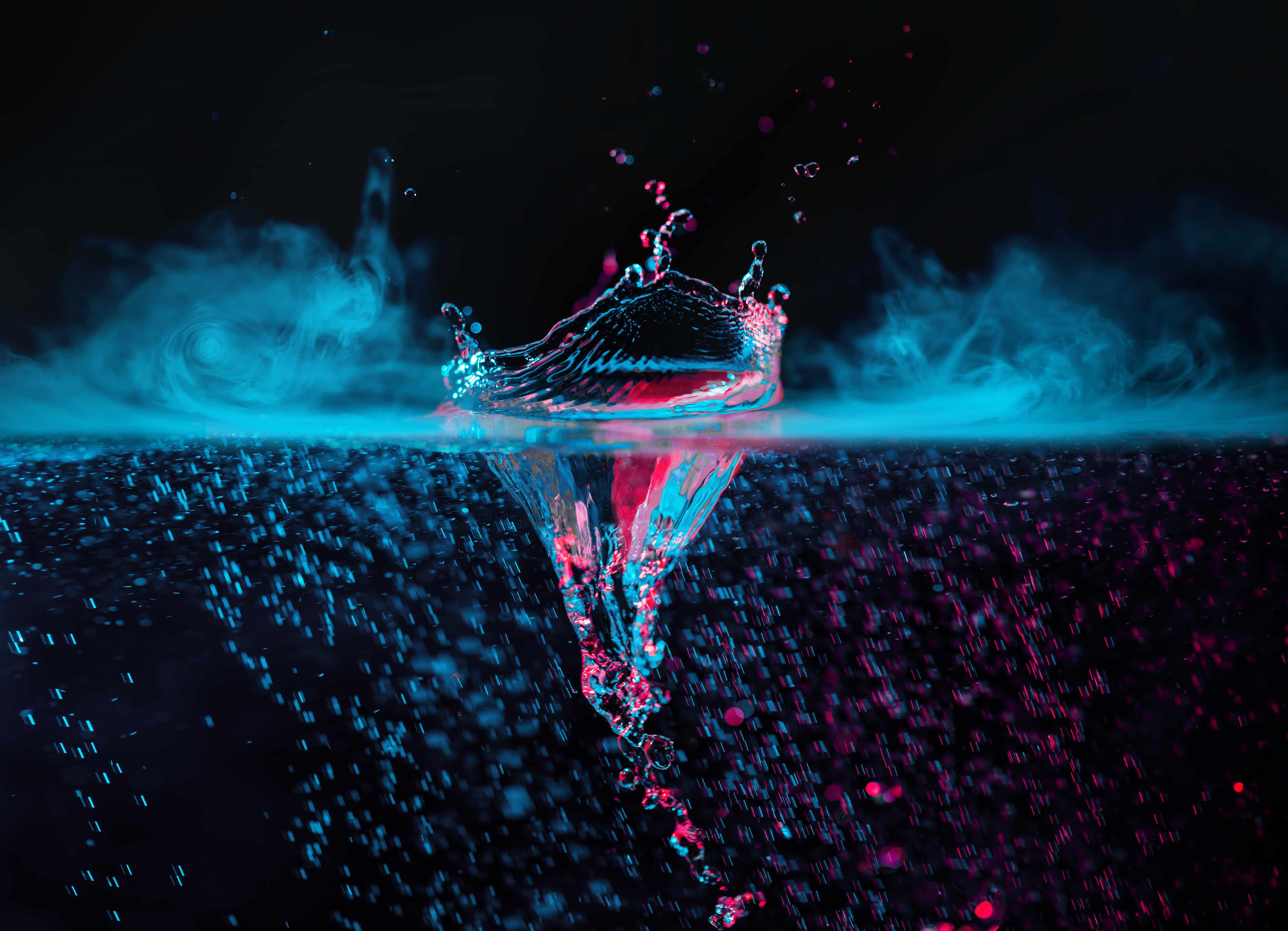 Kinderzimmer Wandgestaltung-Krone Wasserspritzer mit blauem Rauch über Wasser