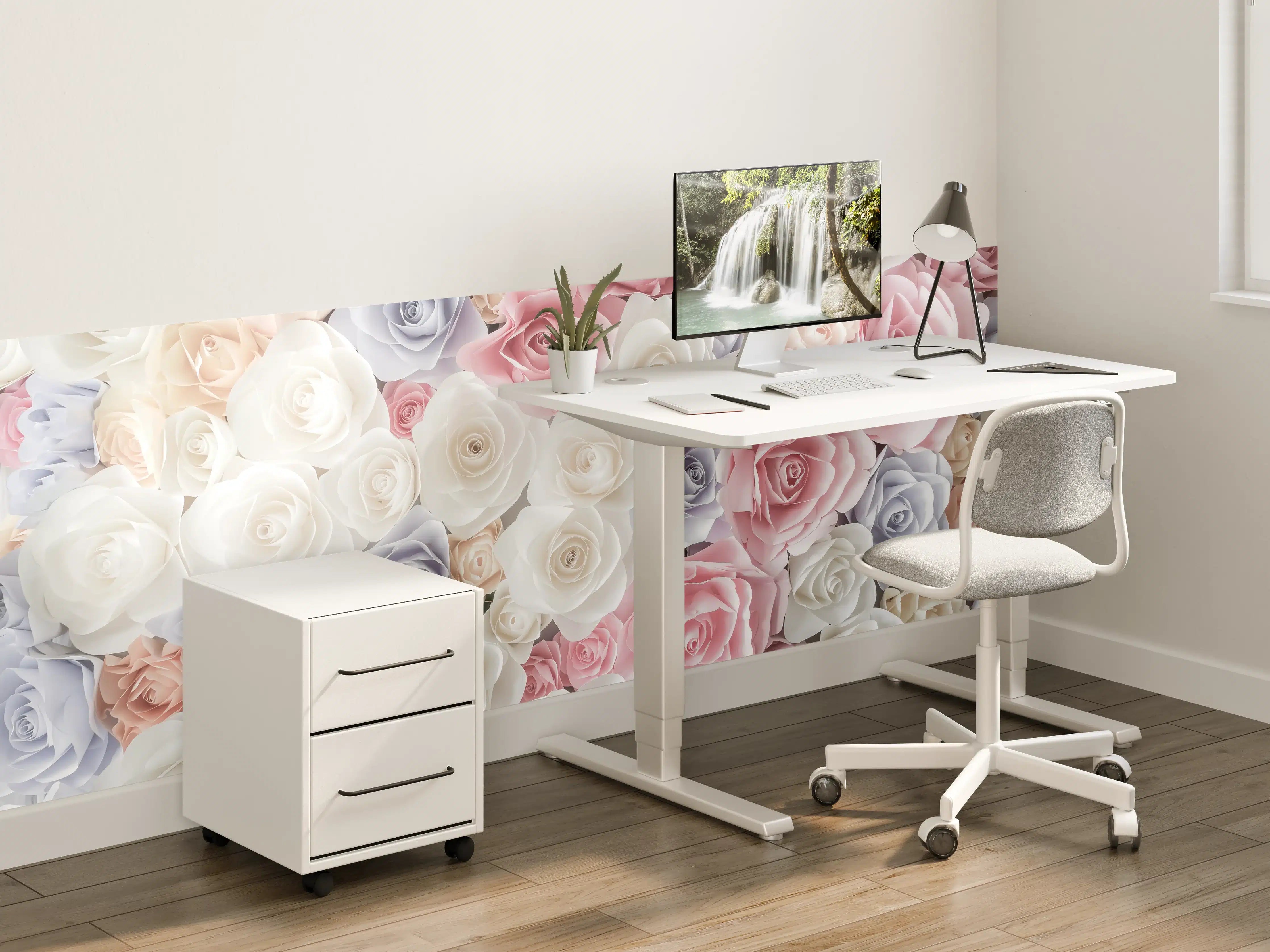 Kinderzimmer Wandgestaltung - Kulisse aus bunten Papierrosen