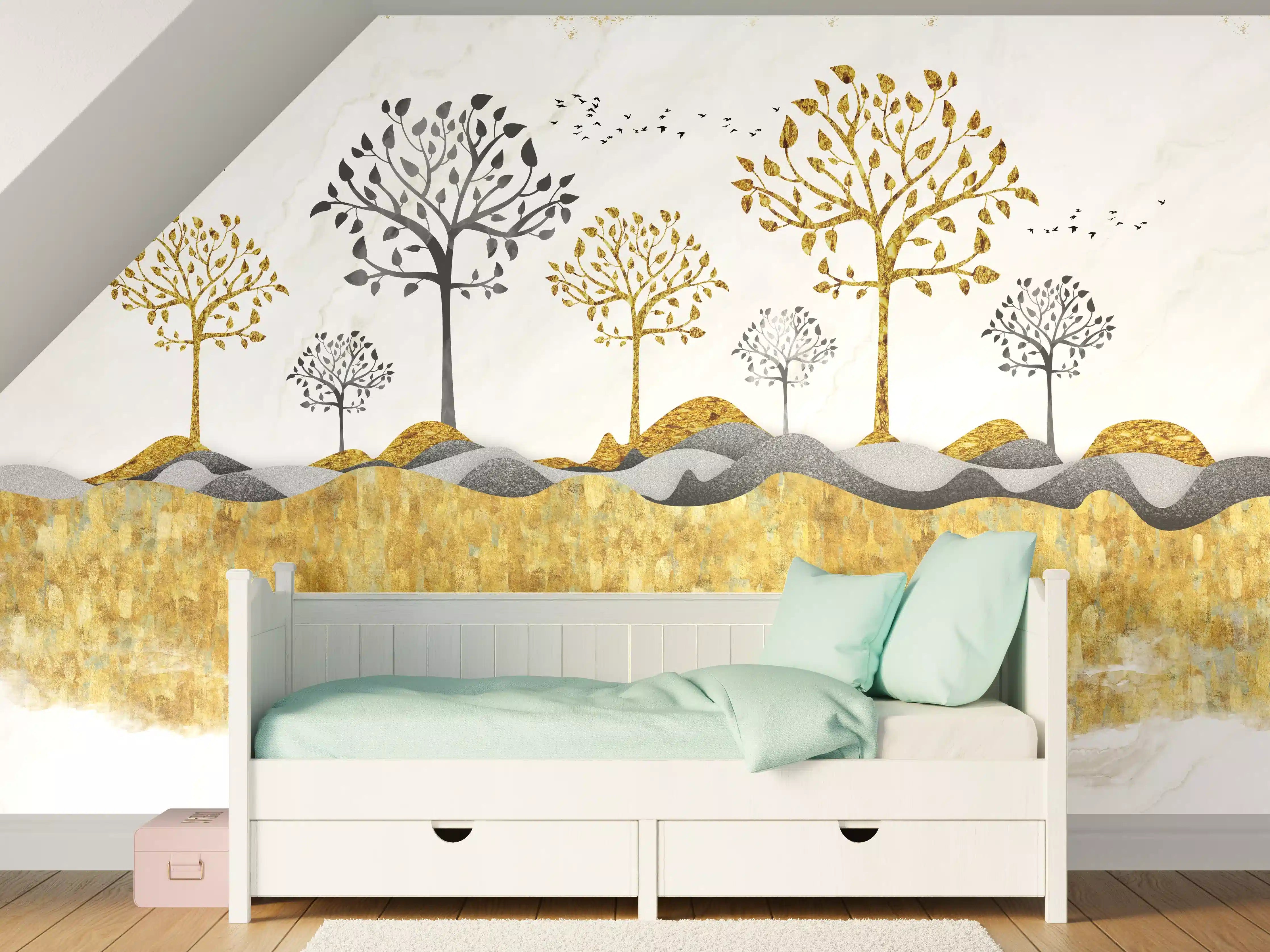 Kinderzimmer Wandgestaltung - Kunsttapete einer Landschaft