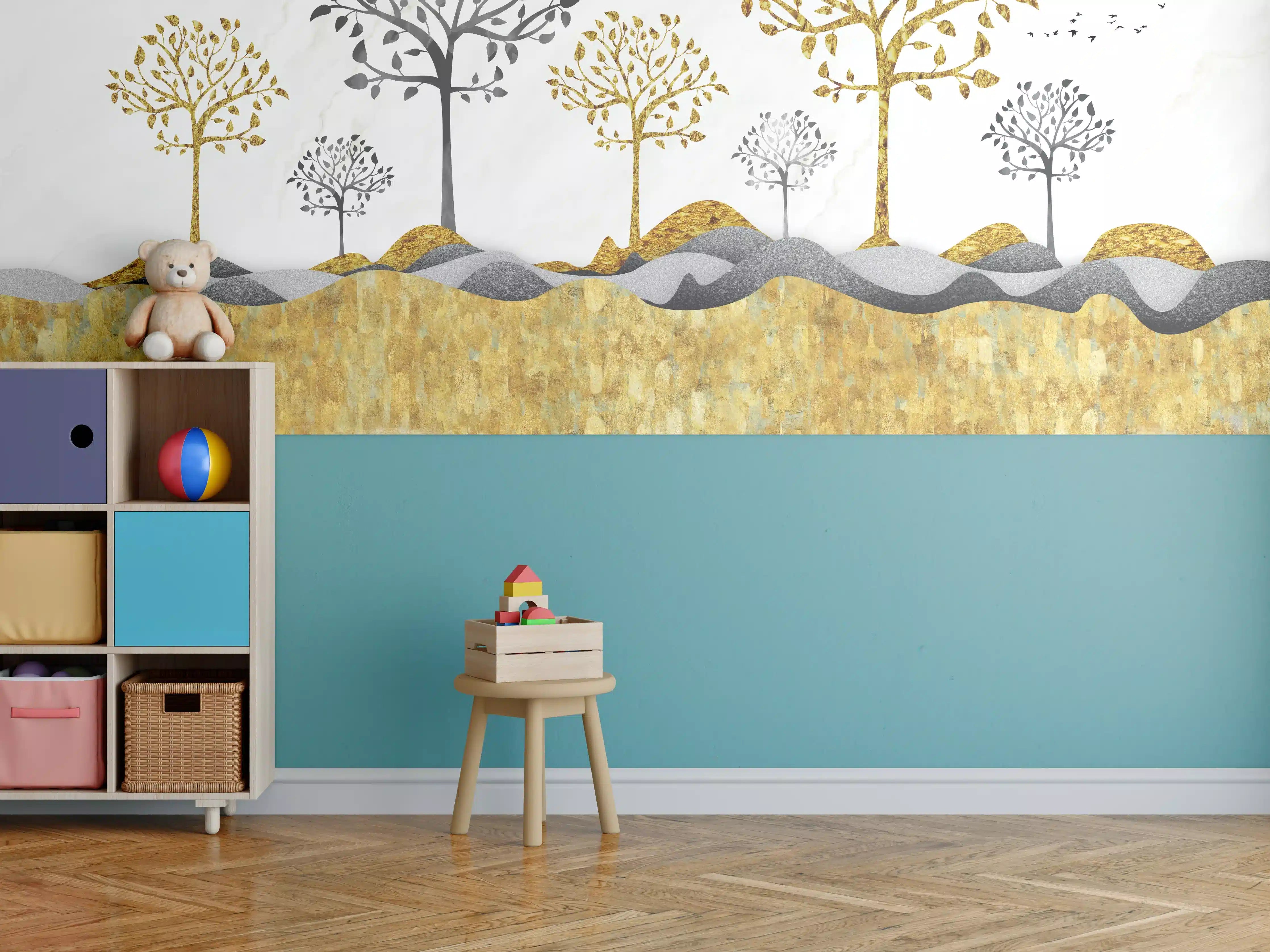 Kinderzimmer Wandgestaltung - Kunsttapete einer Landschaft