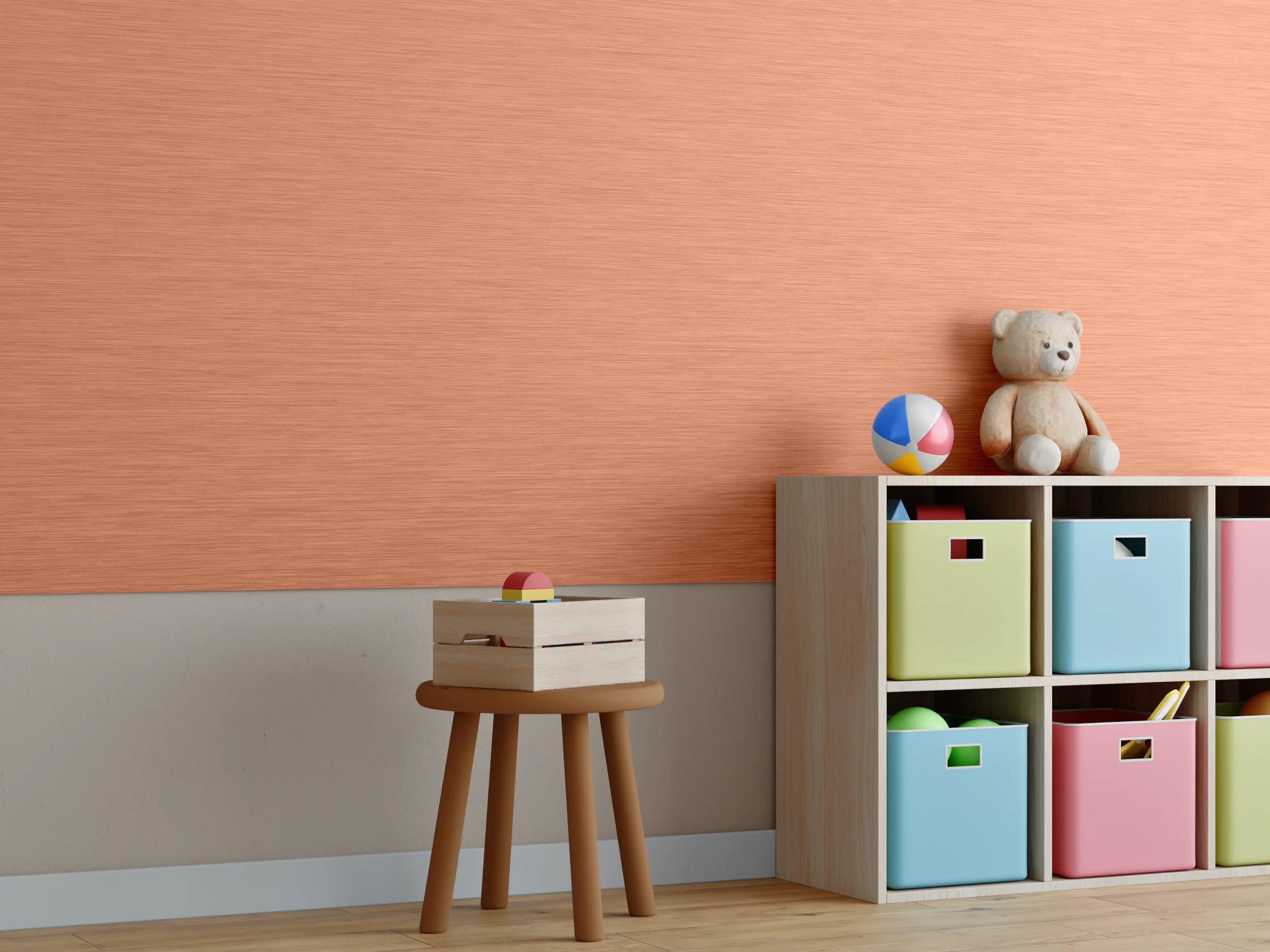 Kinderzimmer Wandgestaltung - Kupferfarbene Metalltextur