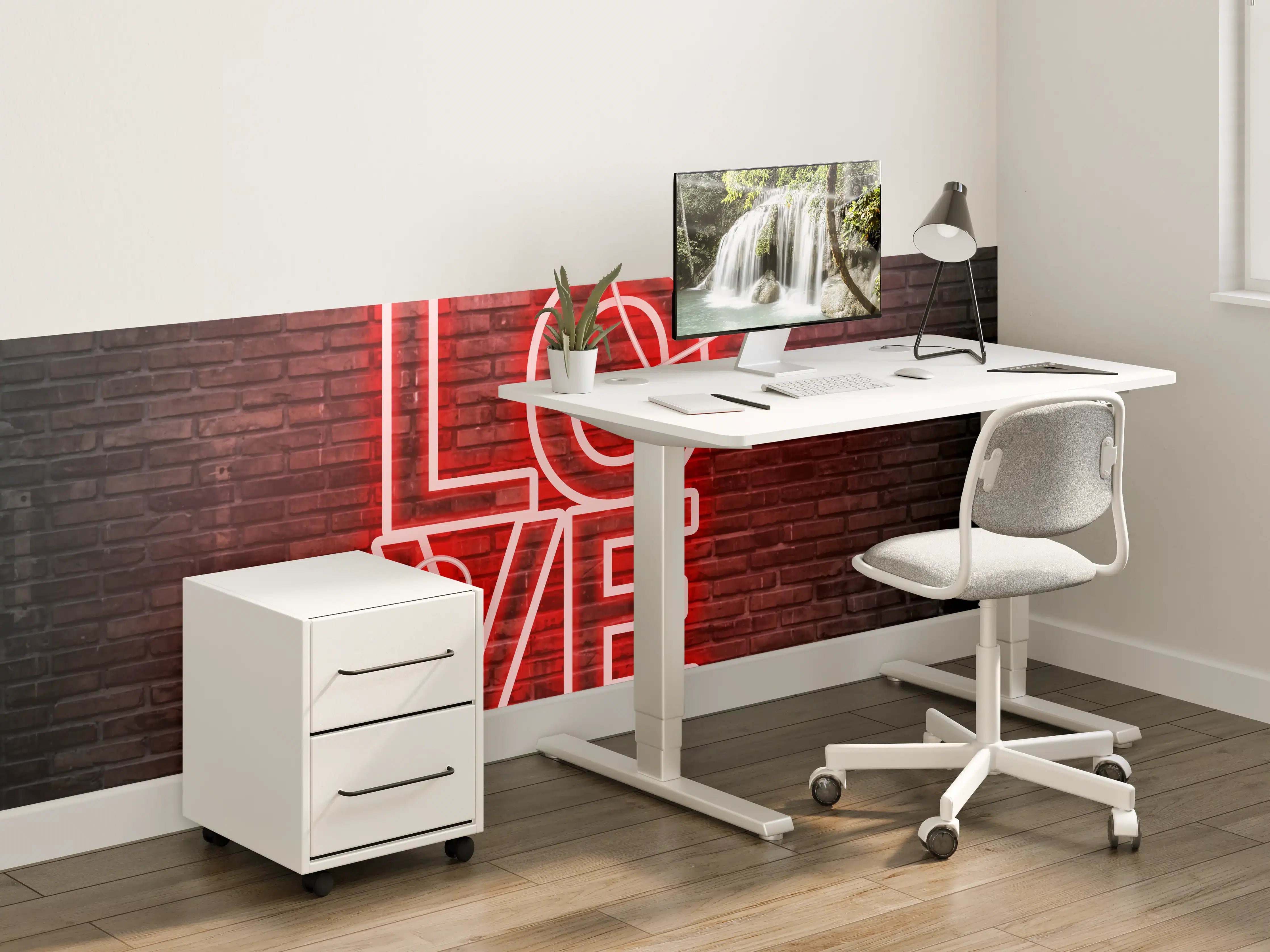 Kinderzimmer Wandgestaltung - LED Love Symbol an Steinmauer